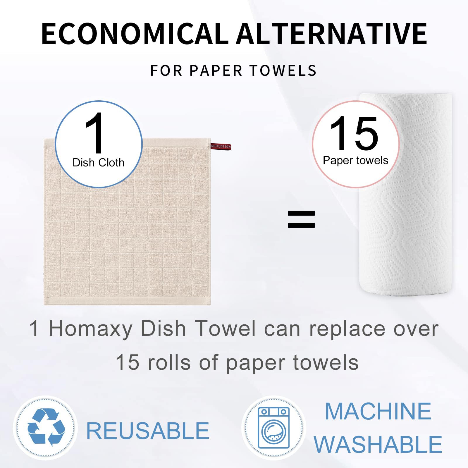 100% Cotton Terry Kitchen Dish Cloths (6 Count)