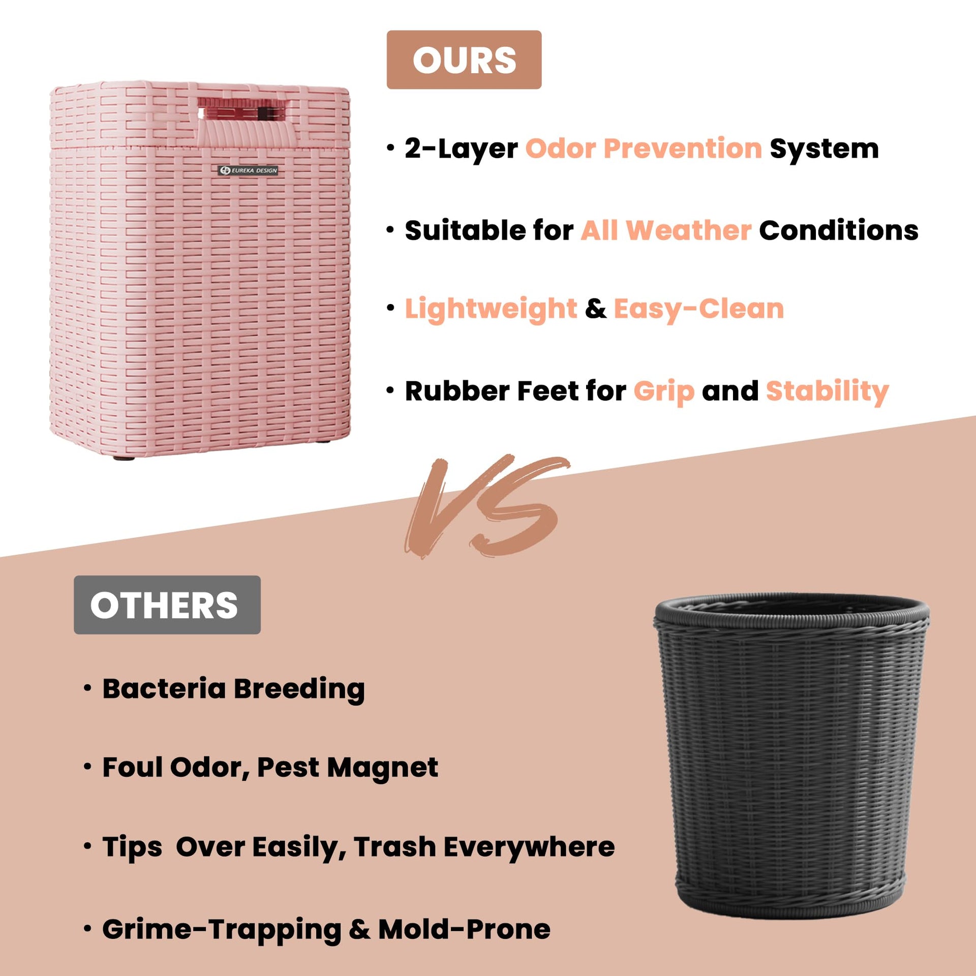 Ypati Handwoven 4 Gallon Rattan Trash Can with Lid