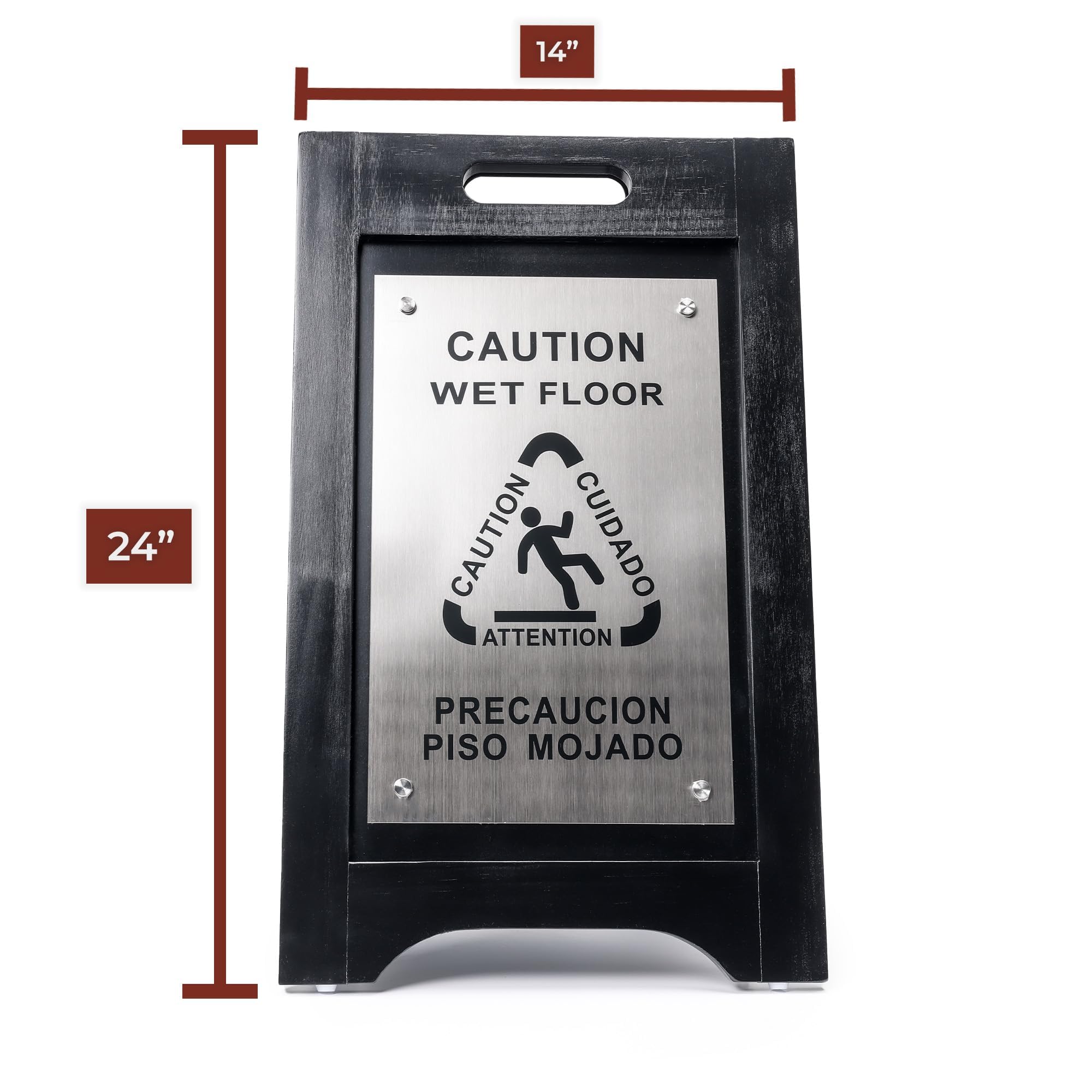 Wooden Caution Wet Floor Sign