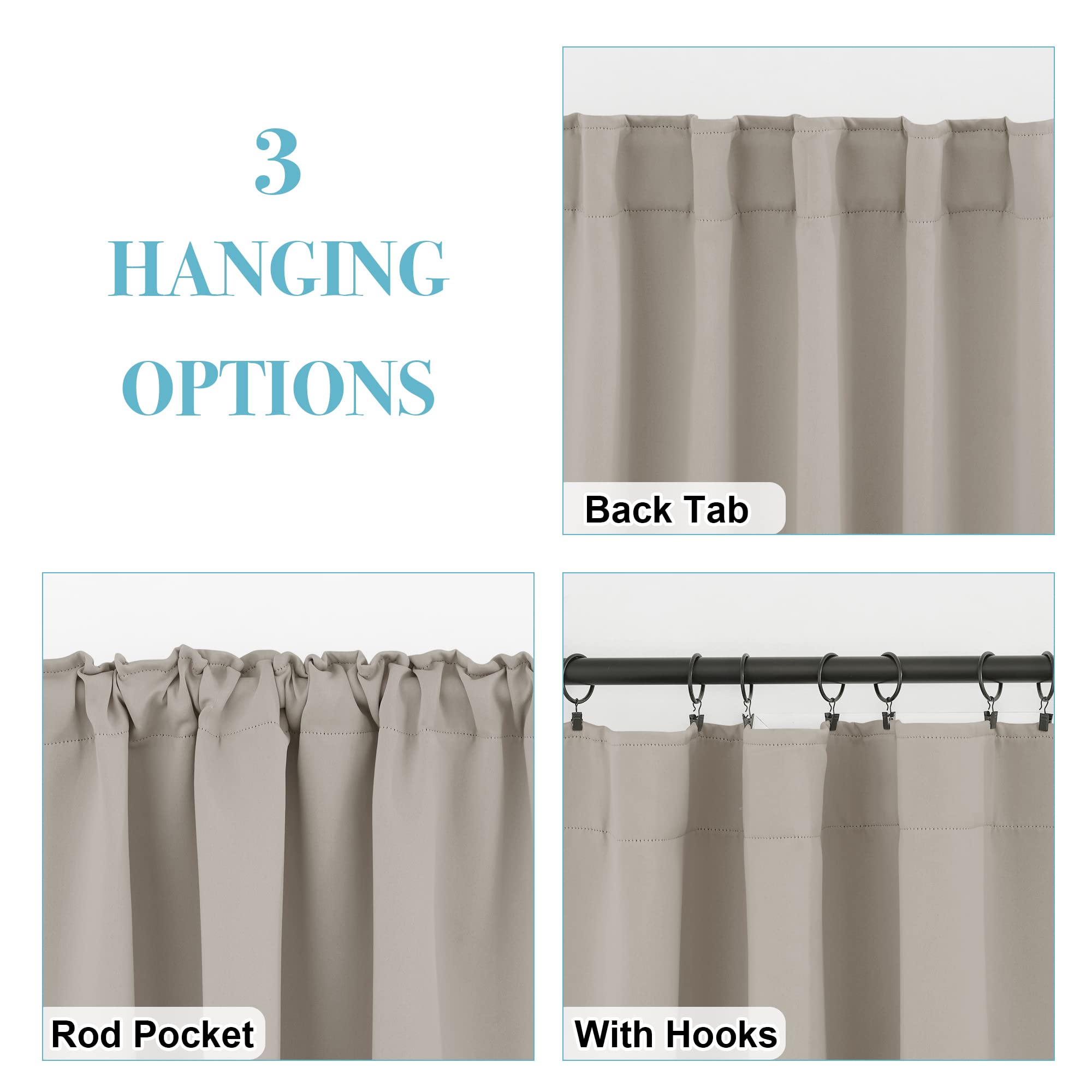 Blackout Curtains & Drapes for Bedroom 54 inches Long (2 Count)