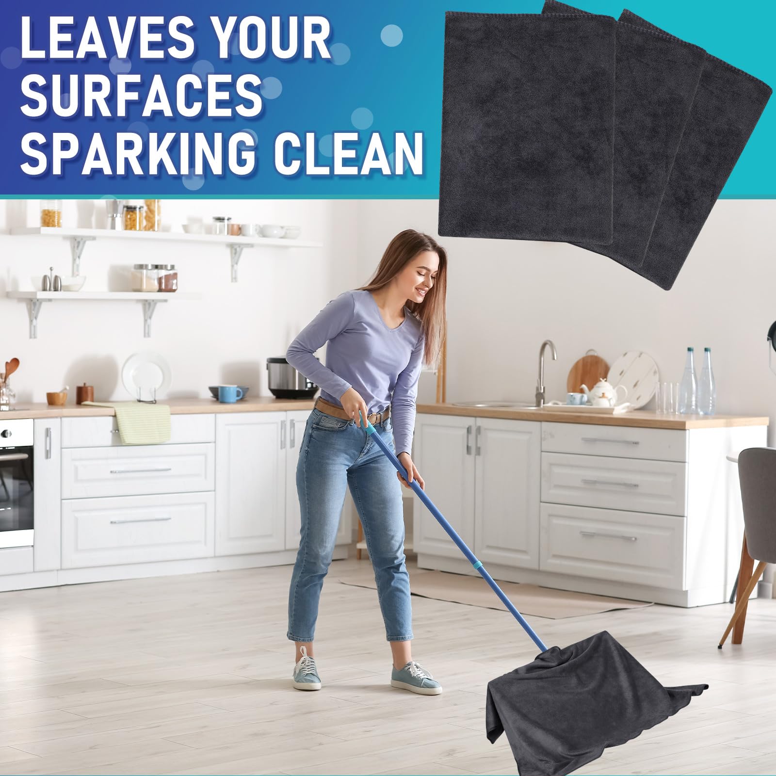 6 Pcs Extra Large Microfiber Cleaning Cloth 30" x 20" Washable Reusable Microfiber Towel Streak Free Lint Free Cloth for Cleaning Home Glass Office Window Bathrooms (6 Count)