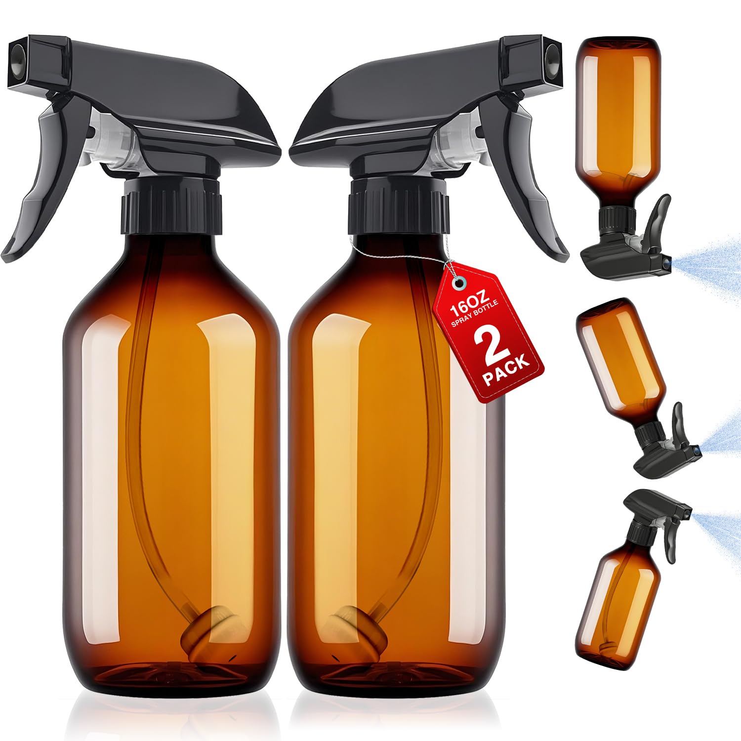 Brown Plastic Spray Bottles 2 Pack 16 oz (2 Count)