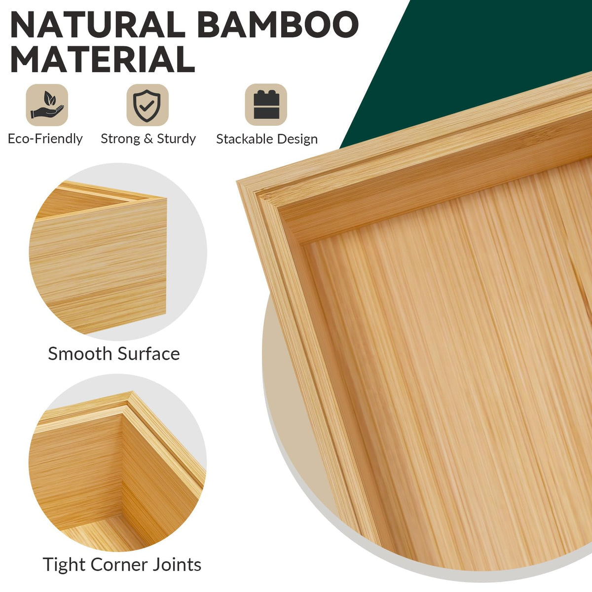 Bamboo Drawer Organizer (2 Count)