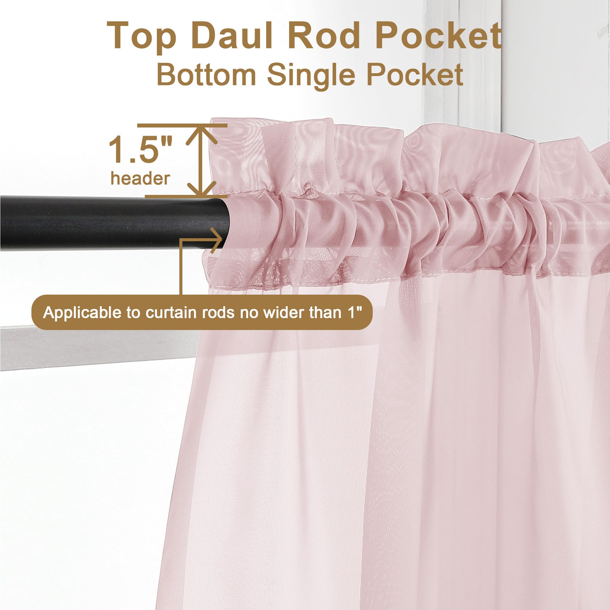 Sheer Curtains 63 Inch Length 2 Panels (2 Count)