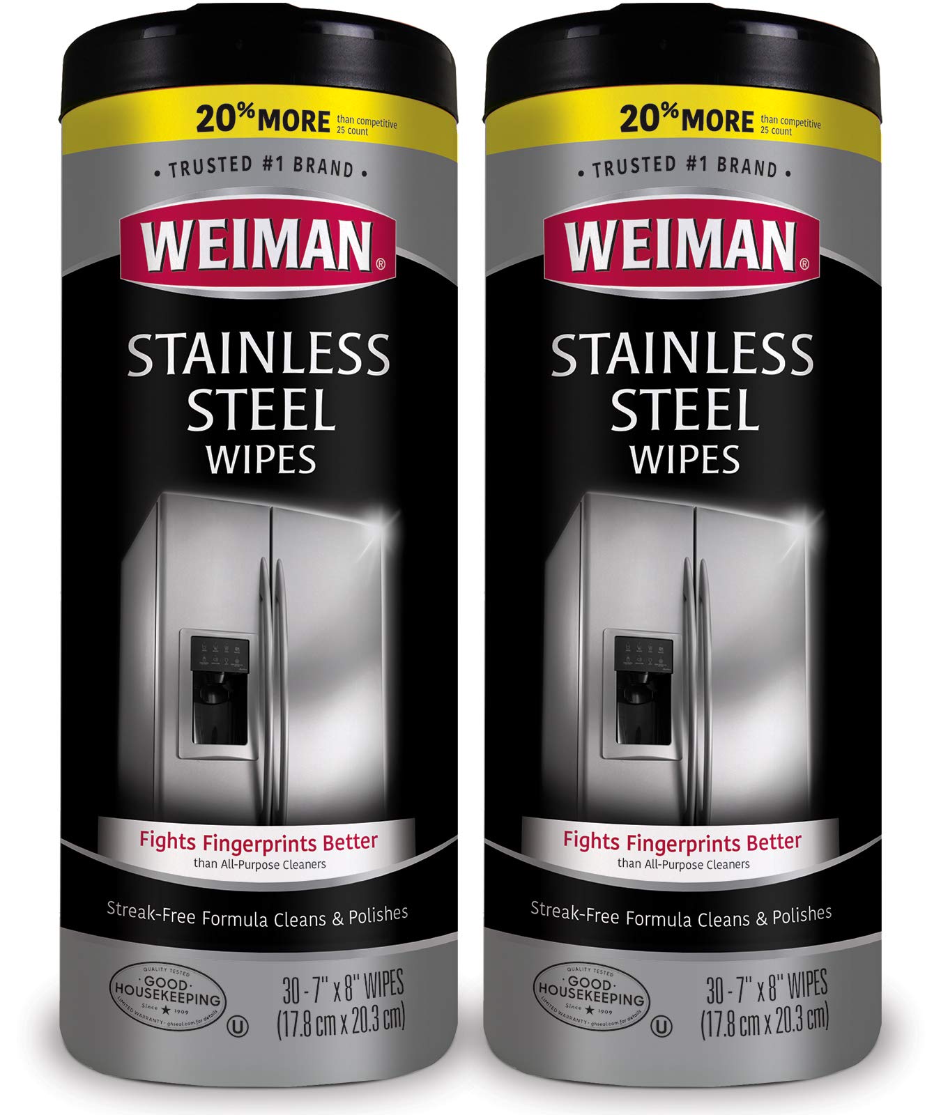 Stainless Steel Cleaning Wipes [2 Pack] Removes Fingerprints (60 Count)