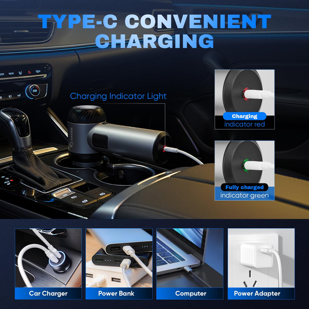 4 in1 Handheld Car Vacuum Portable Cordless 20000Pa HL157 Silver