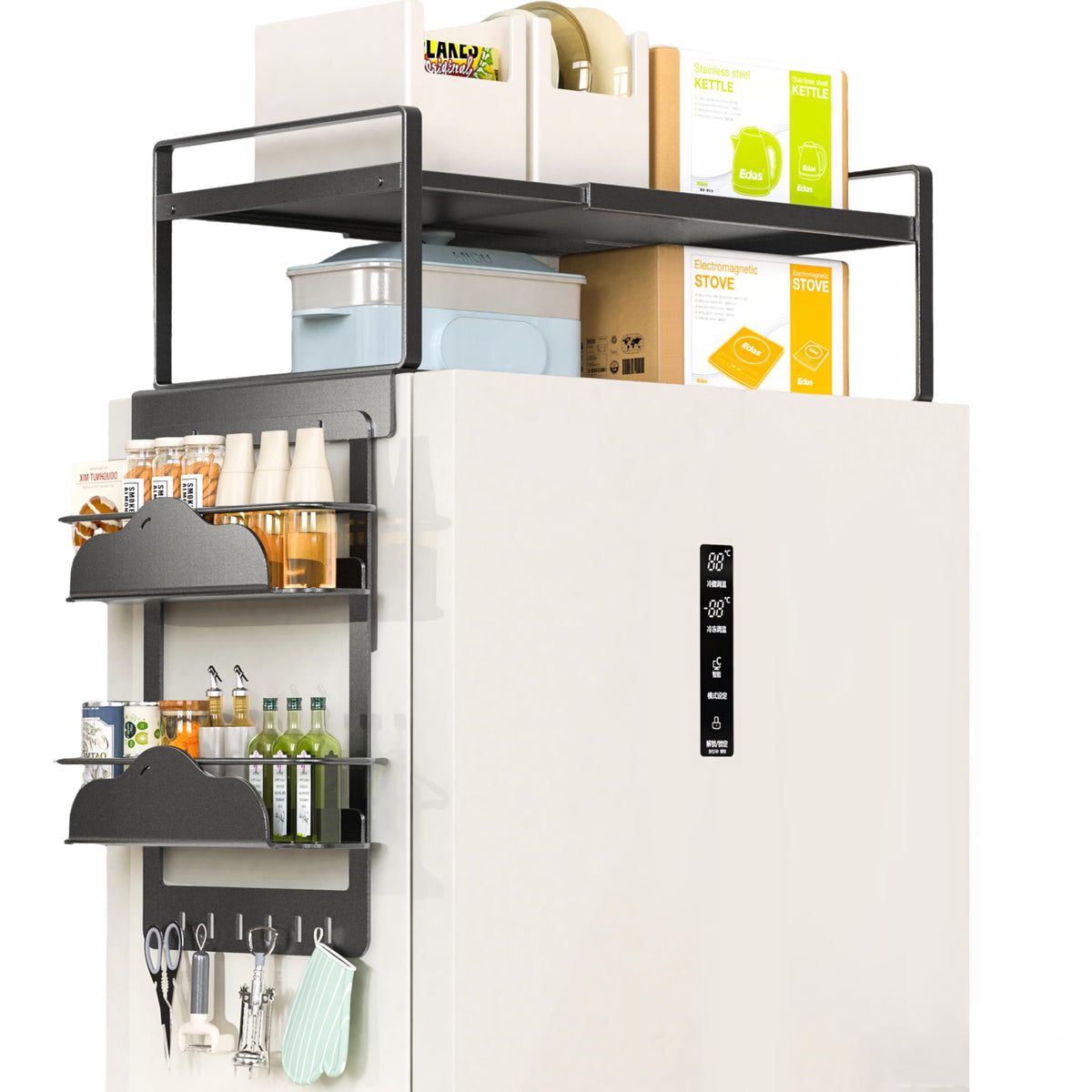 Adjustable Over The Fridge Organizer Side Magnetic Spice Rack