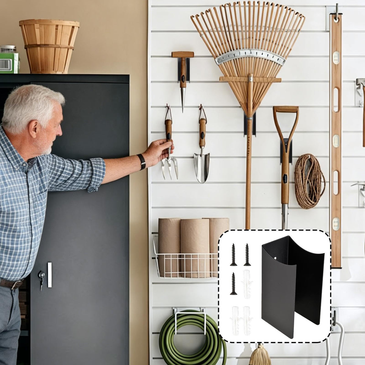 Broom Wall Mount Garden Tools Rack