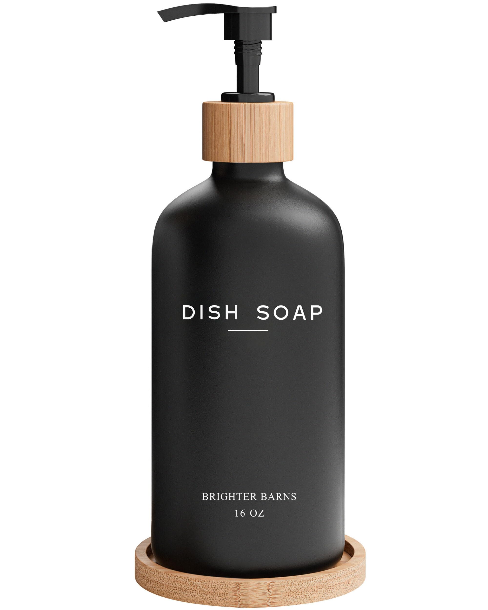 Black Glass Dish Soap Dispenser for Kitchen Sink by Brighter Barns