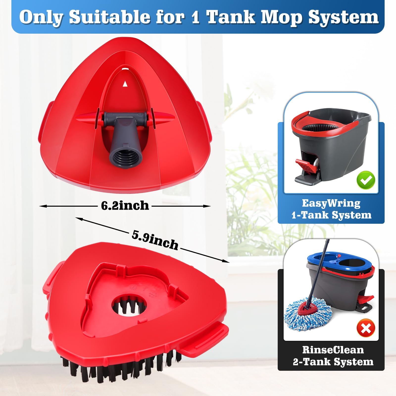 3 Piece Upgrade Scrub Brush Attachment & Base Compatible with O Cedar EasyWring 1 (3 Count)