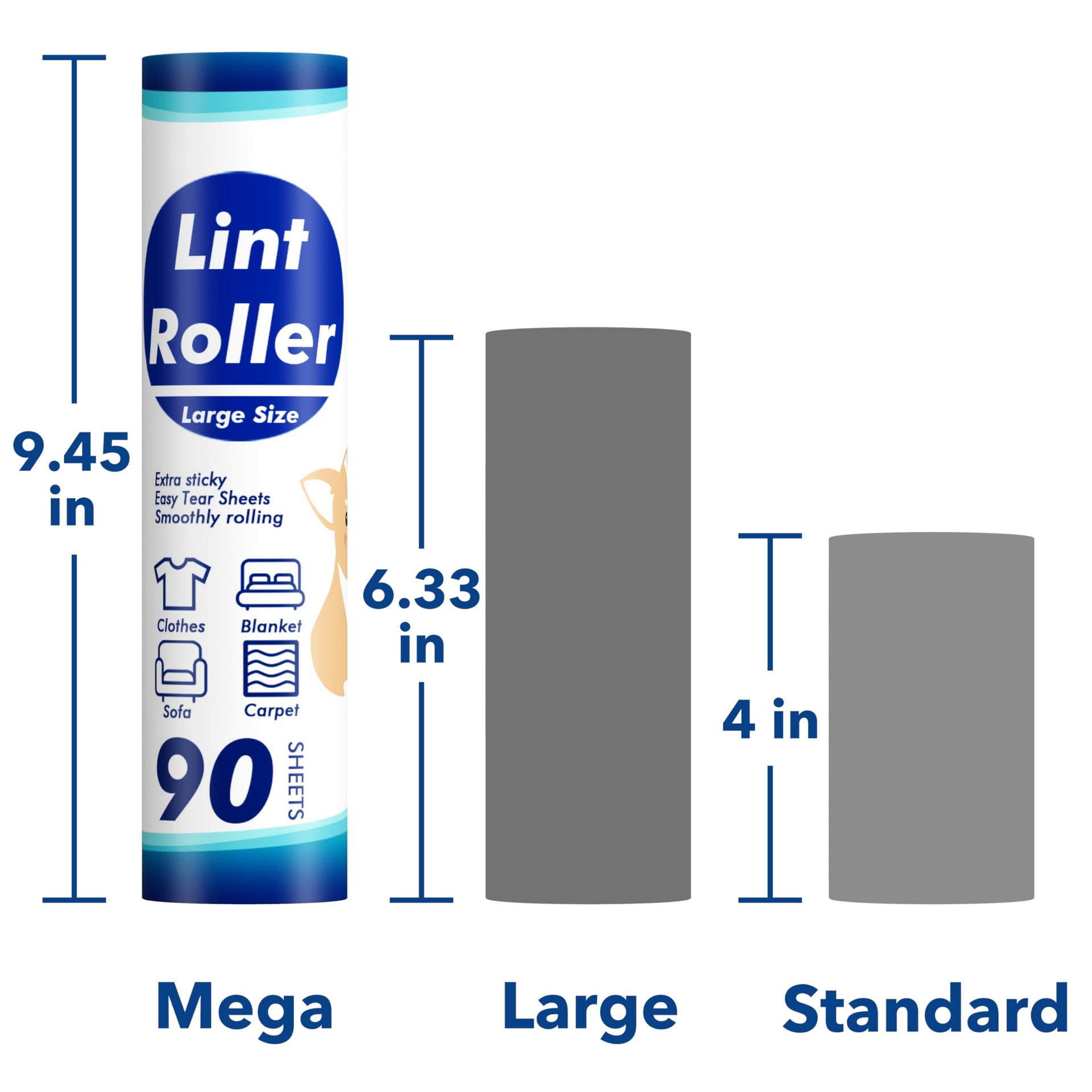 360 Sheets Sticky Lint Rollers Refills for 9.45'' Width Large Lint Roller