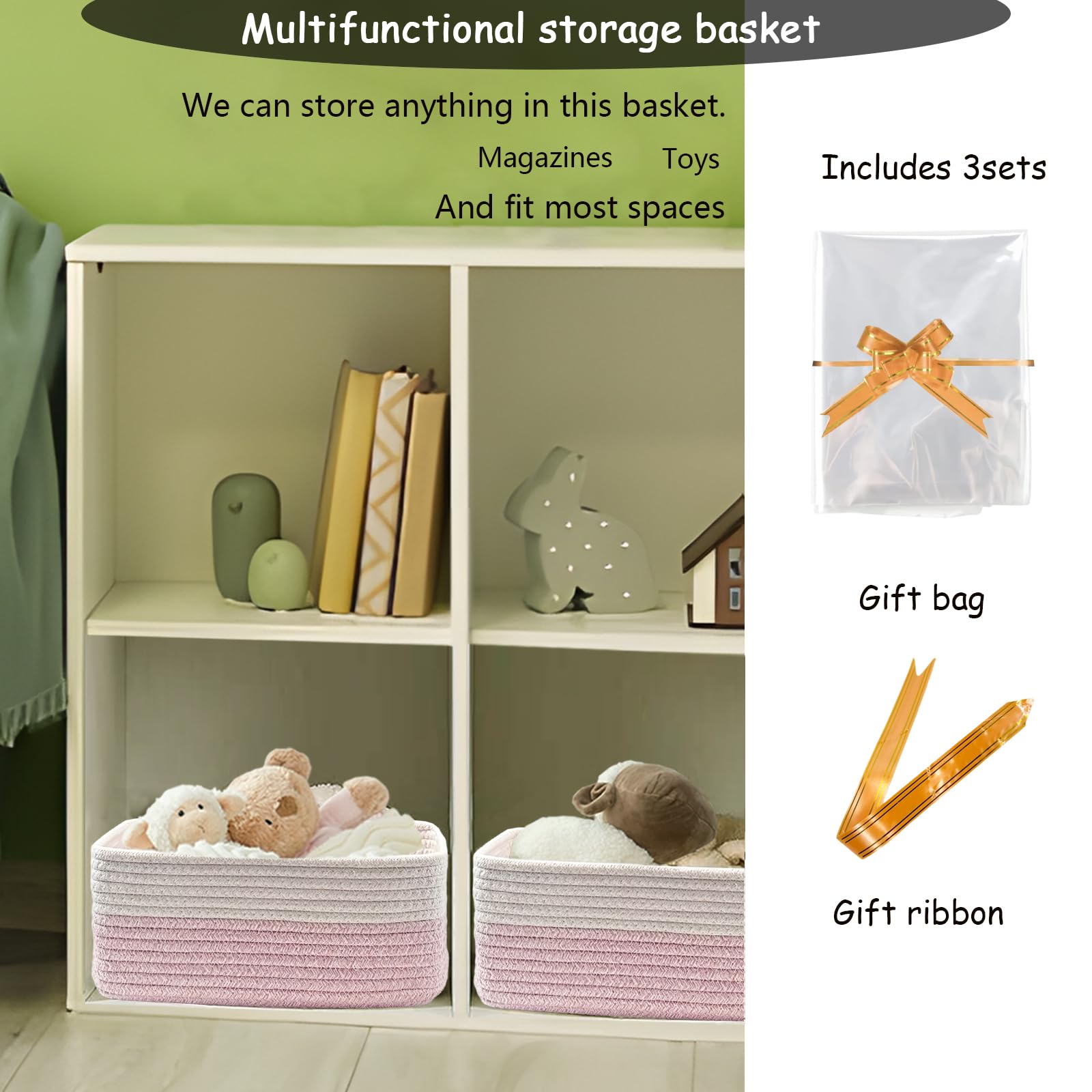 13" x 8.5" x 5.1" Storage Baskets for Organizing (3 Count)