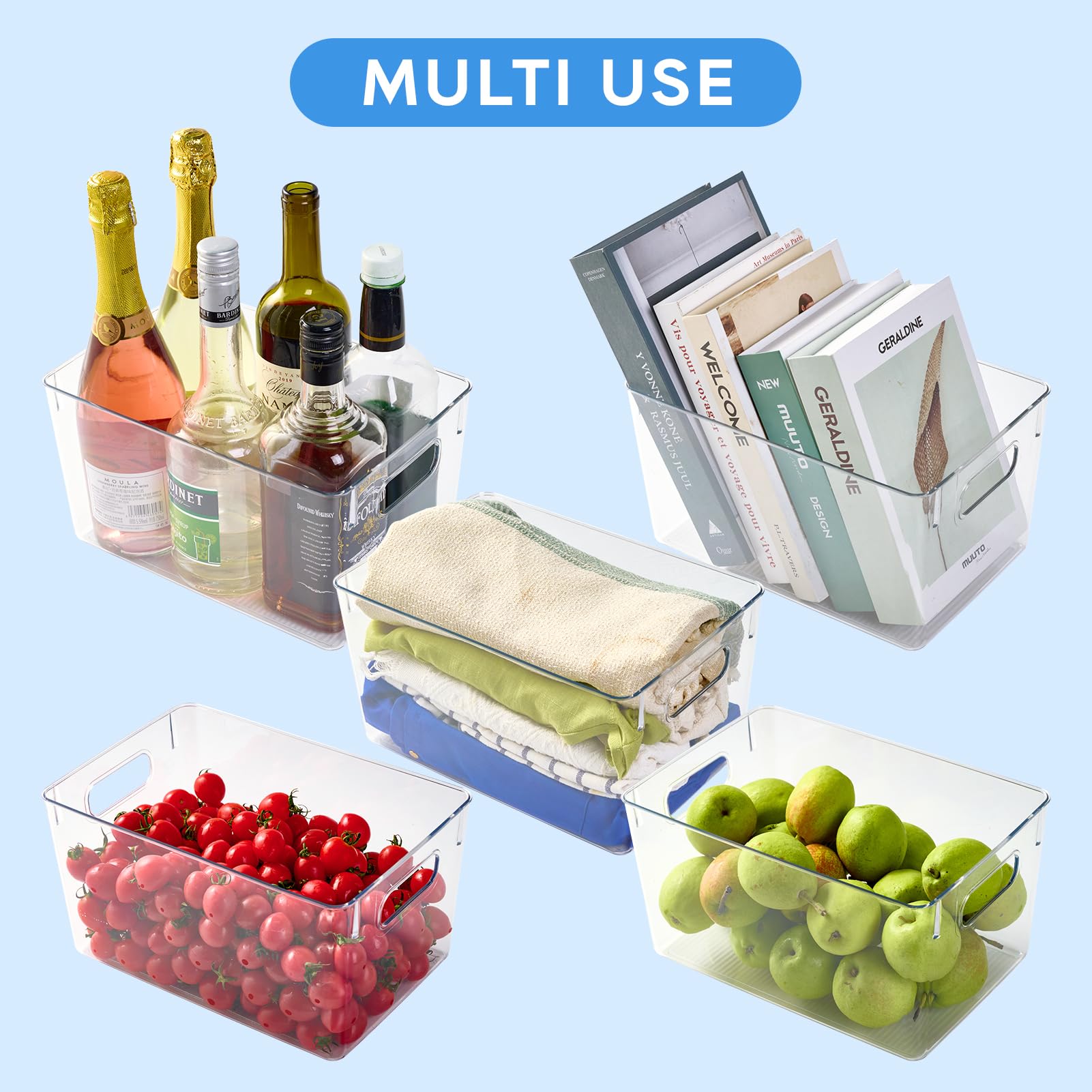 Clear Plastic Storage Bins (4 Count)