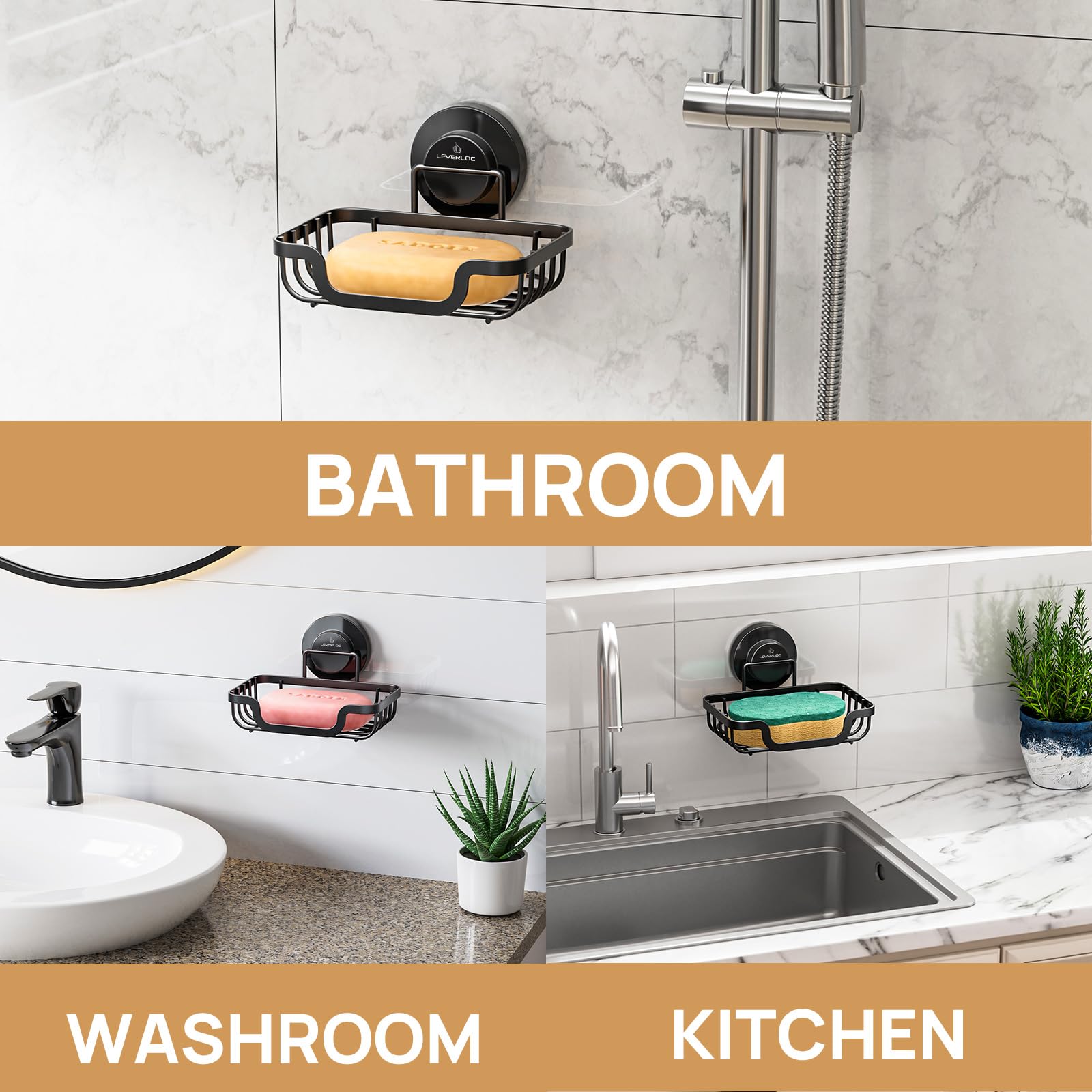 Soap Dish Soap Bar Holder for Shower Suction Cup Wall Mounted