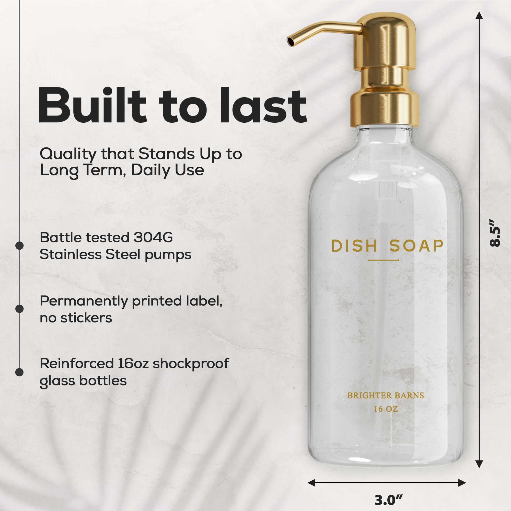 Luxury Glass Soap Dispenser Set by Brighter Barns (2 Count)