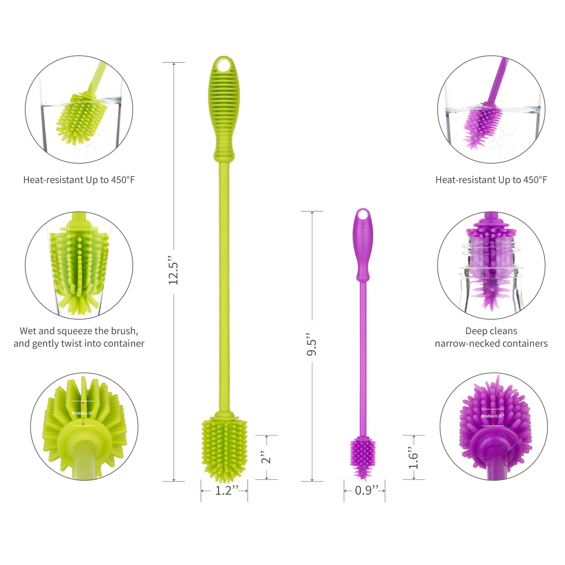 A Brush Silicone Bottle Cleaner Brush (2 Count)