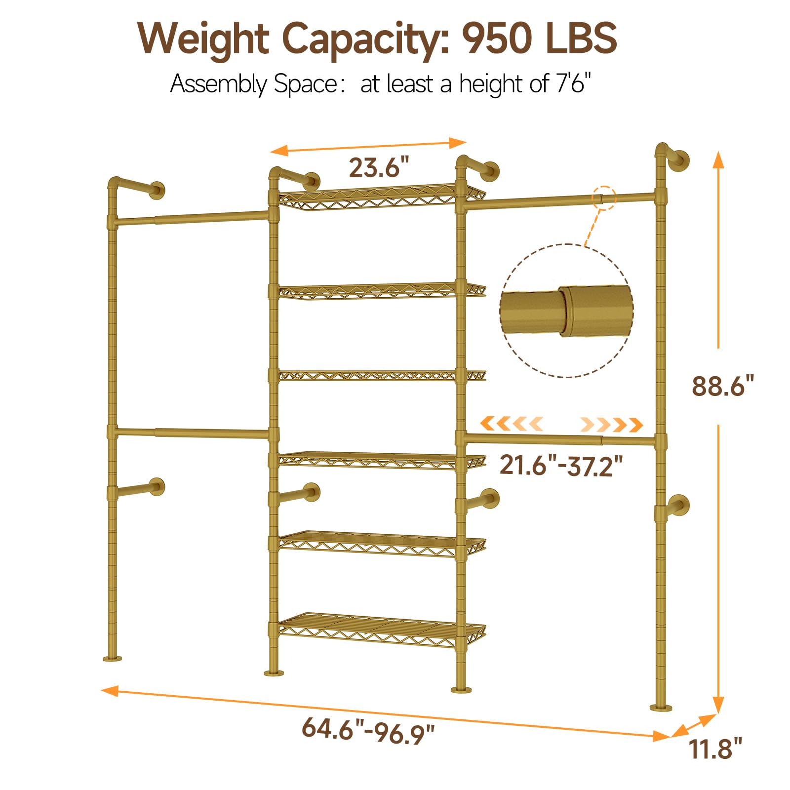 H3 Expandable Wall Mounted Closet System