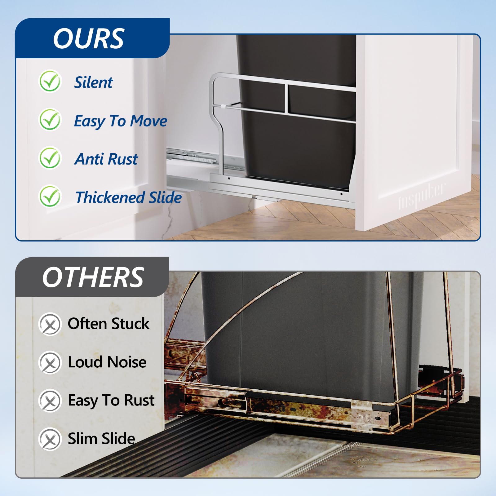 Pull Out Trash Can Under Cabinet with Soft