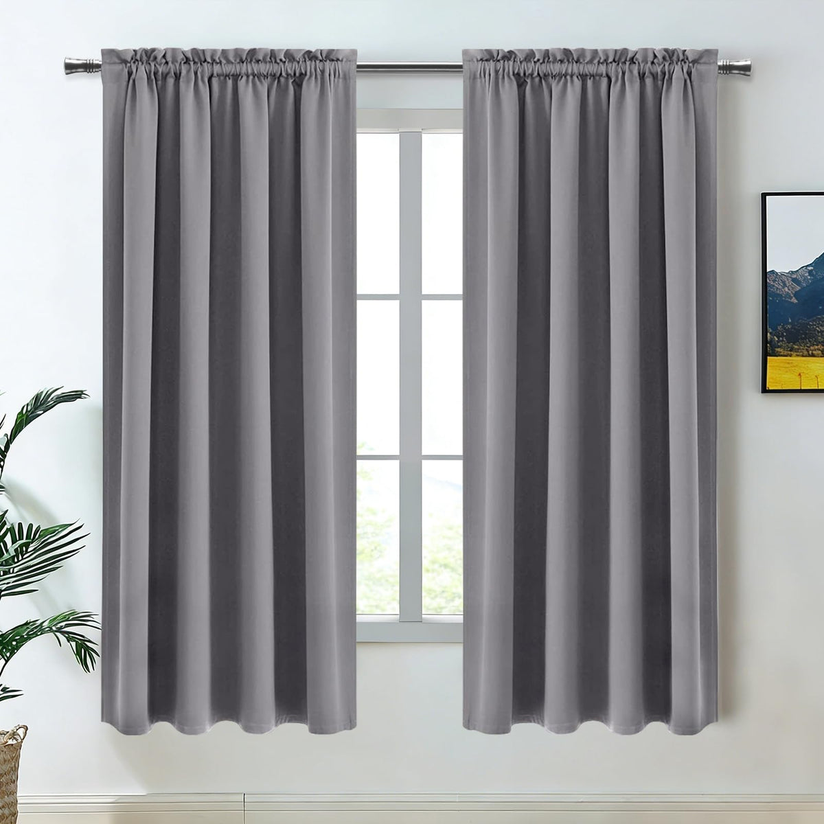 Blackout Curtains for Bedroom Living Room 42 x 63 Inch Long Grey