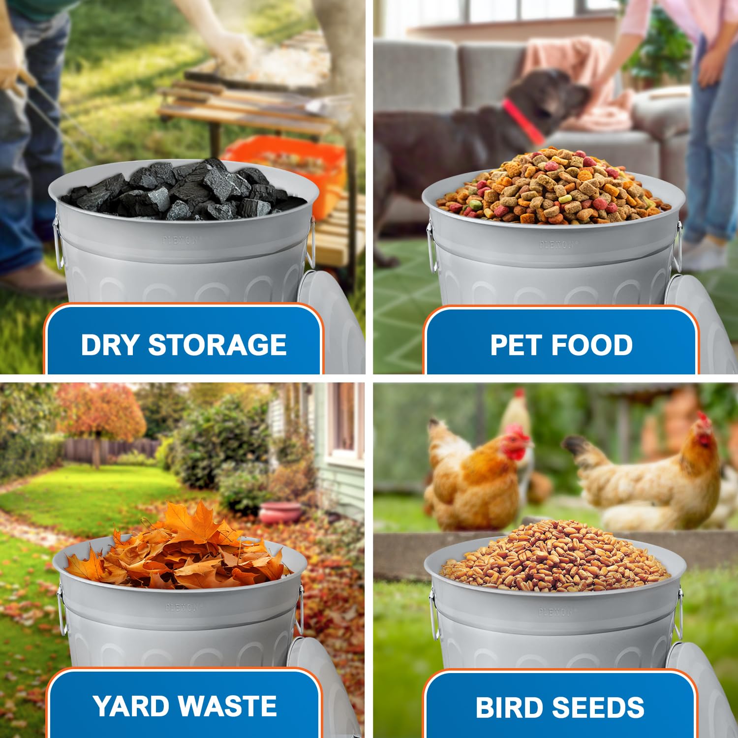 13 Gallon Metal Trash Can with Lid Outdoor Vintage Trash Can Steel Retro Garbage Can for Kitchen Farmhouse Rustic Bird Seed Storage Pet Food Cute Bucket