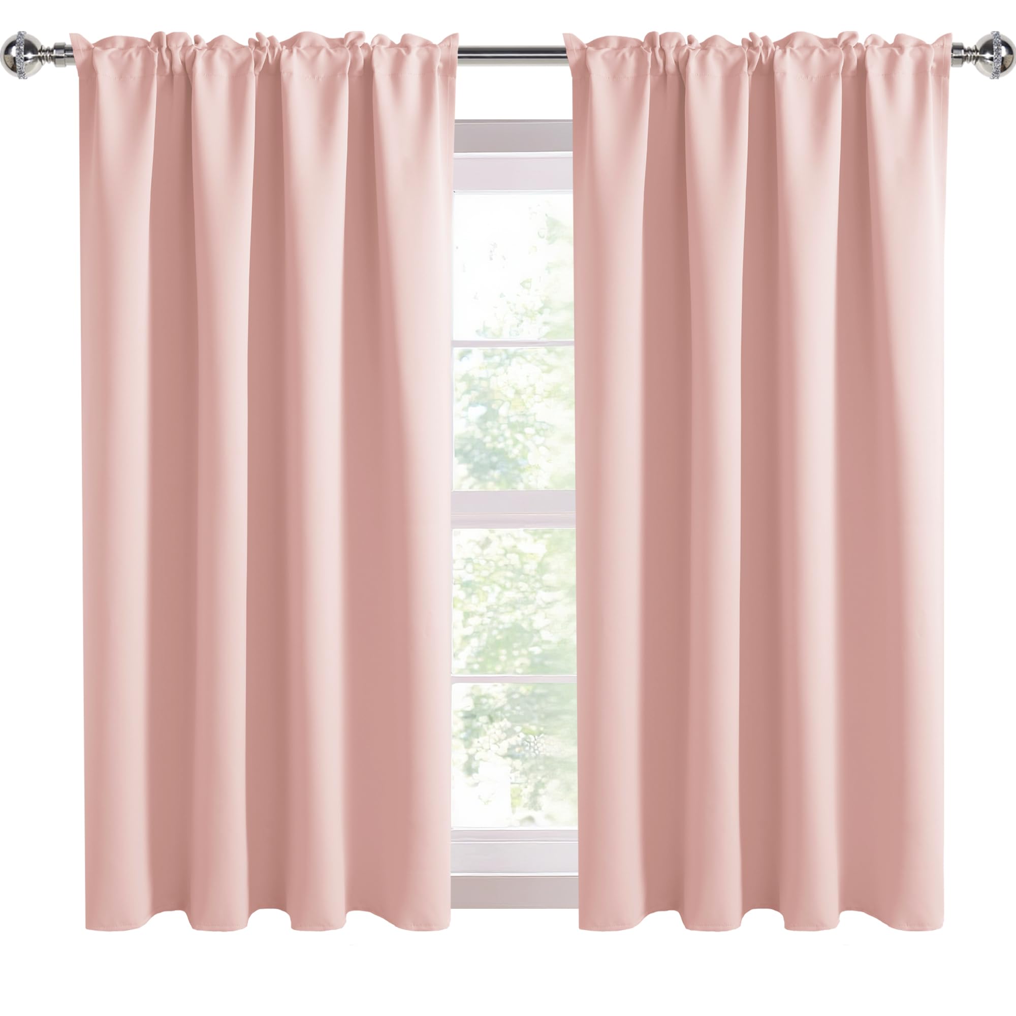 Blackout Curtains for Bedroom 52 x 45 Inch Long Blush Pink 2 Panels (2 Count)
