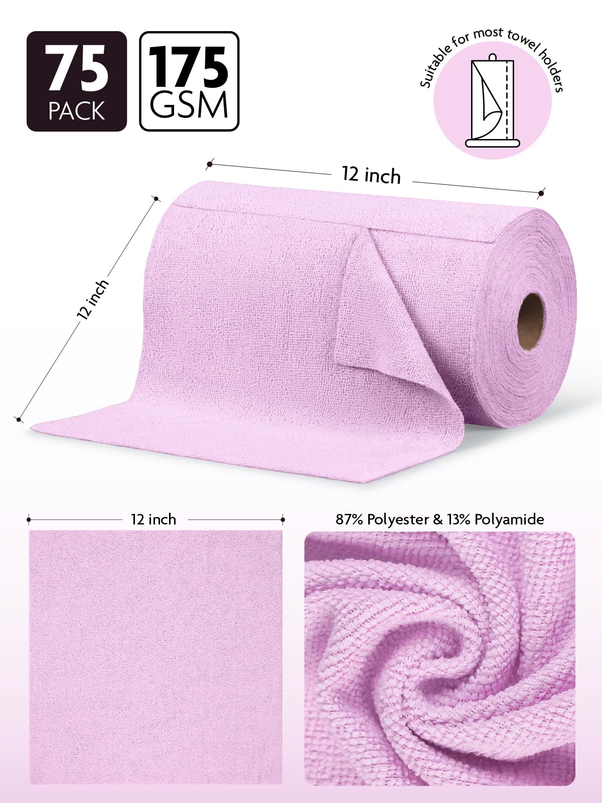Microfiber Cleaning Cloth Roll (75 Count)