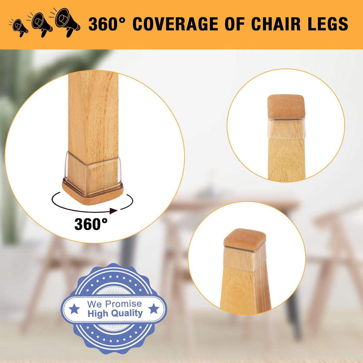 16 Pcs Square Chair Leg Floor Protectors for Hardwood Floors (16 Count)