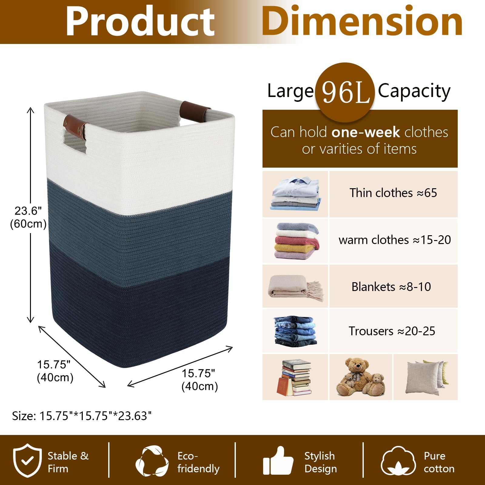 Laundry Hamper 96L Extra Large Laundry Basket