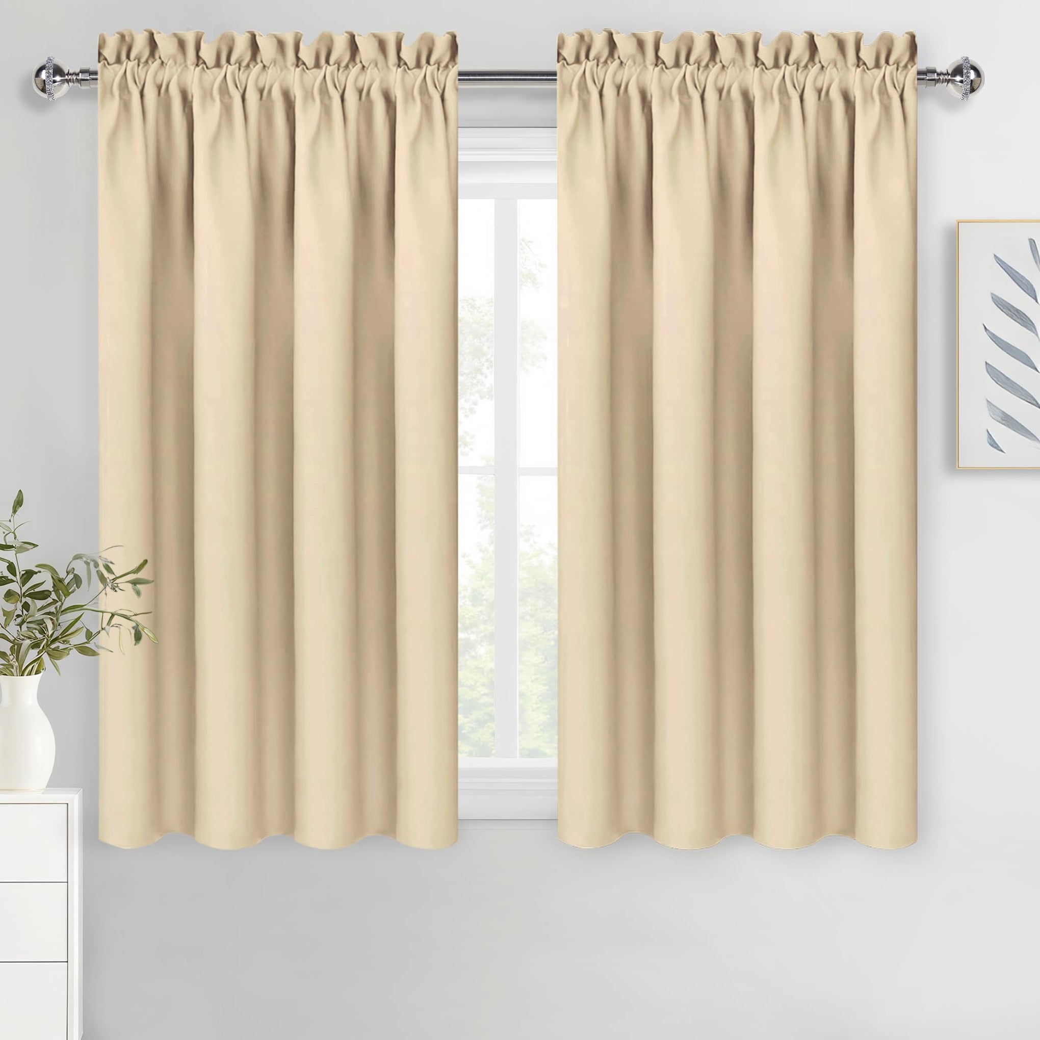 Blackout Curtains for Bedroom Living Room 38 x 45 Inch Long Beige