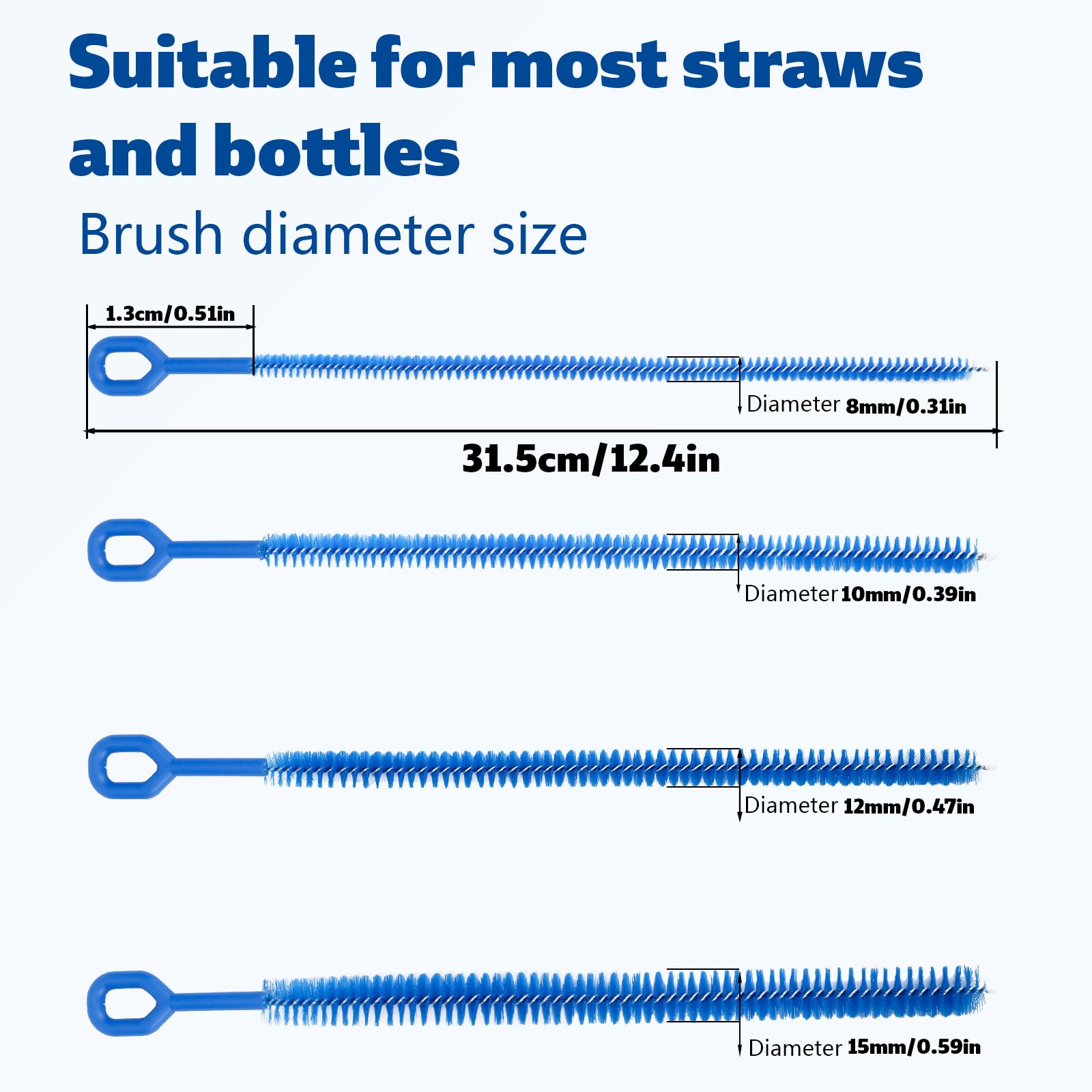 6pcs 12.4in Extra Long Straw Brushes for Stanley (6 Count)