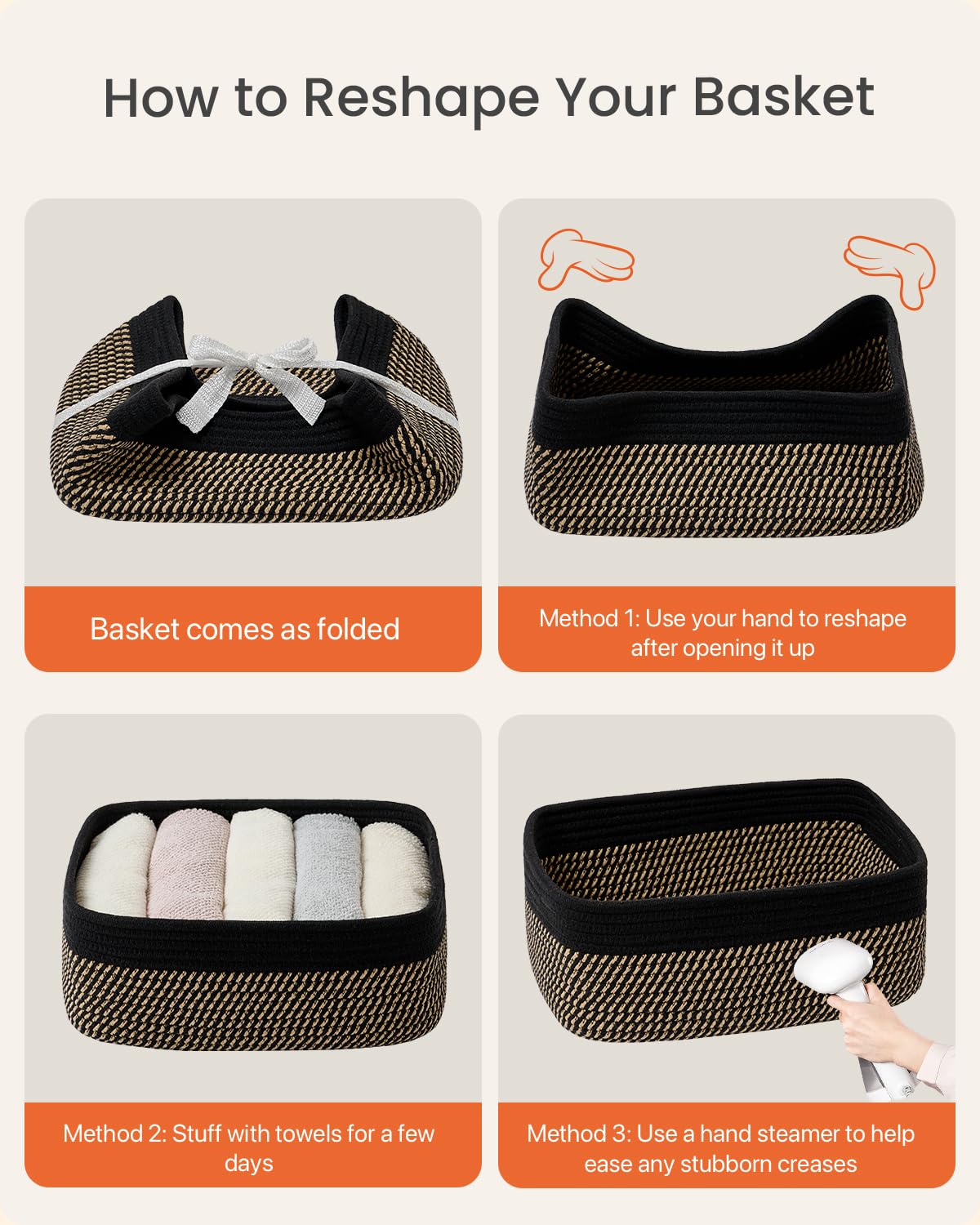Small Woven Storage Basket for Organizing (3 Count)