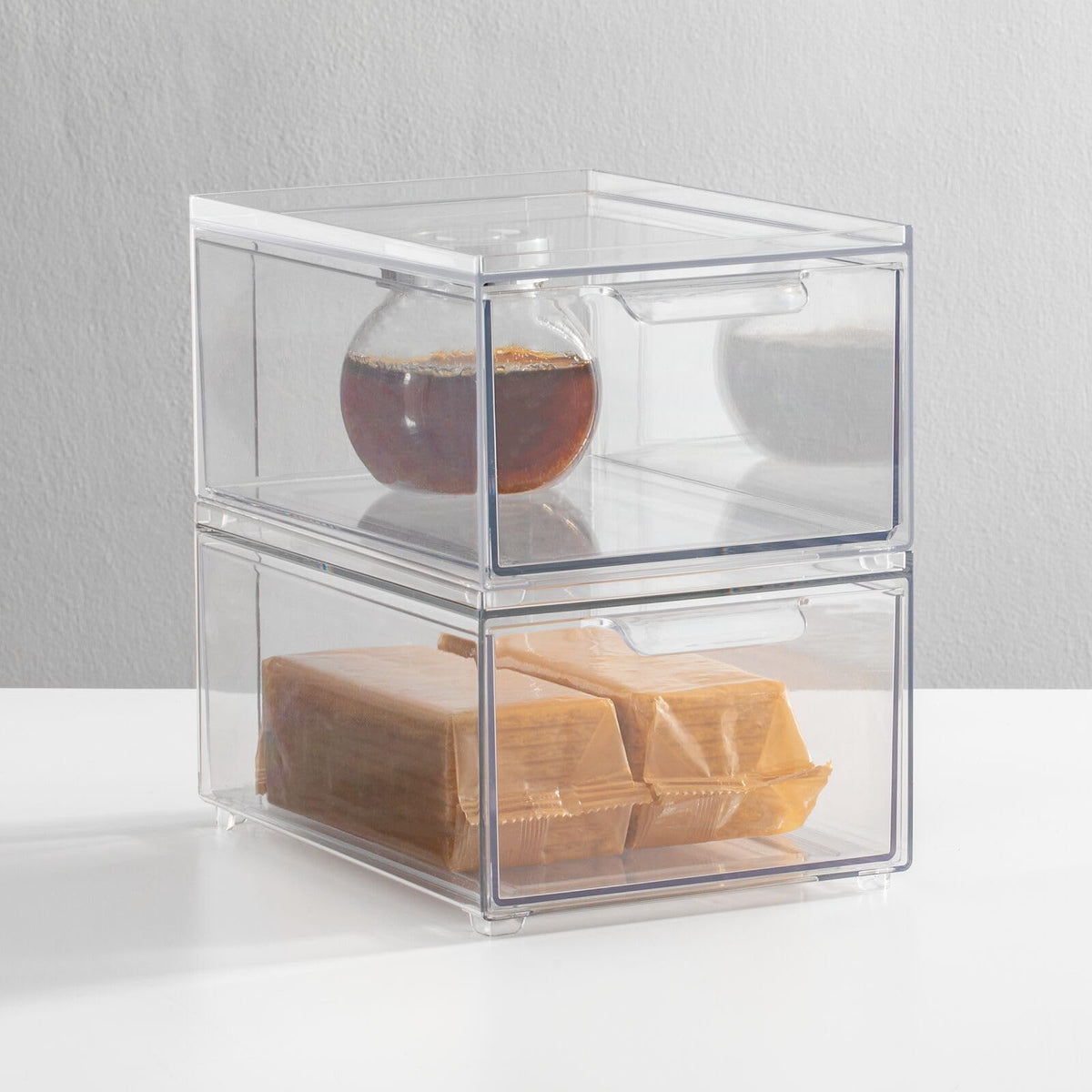 Stackable Storage Containers Box with Pull (2 Count)