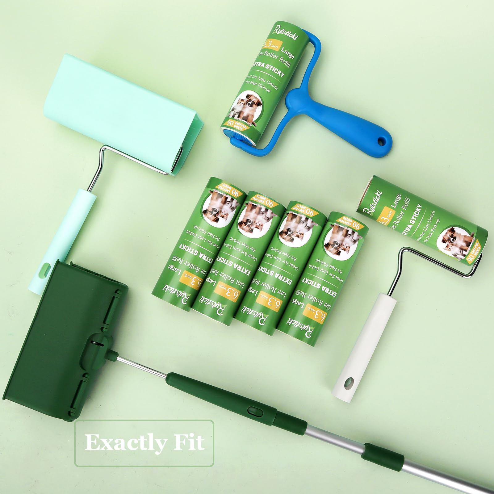 6.3 inch Lint Roller Refills Only for 6.3'' Large Lint Rollers Extra Sticky Lint Pet Hair 6.3 inch Replacement Rolls (360 Count)