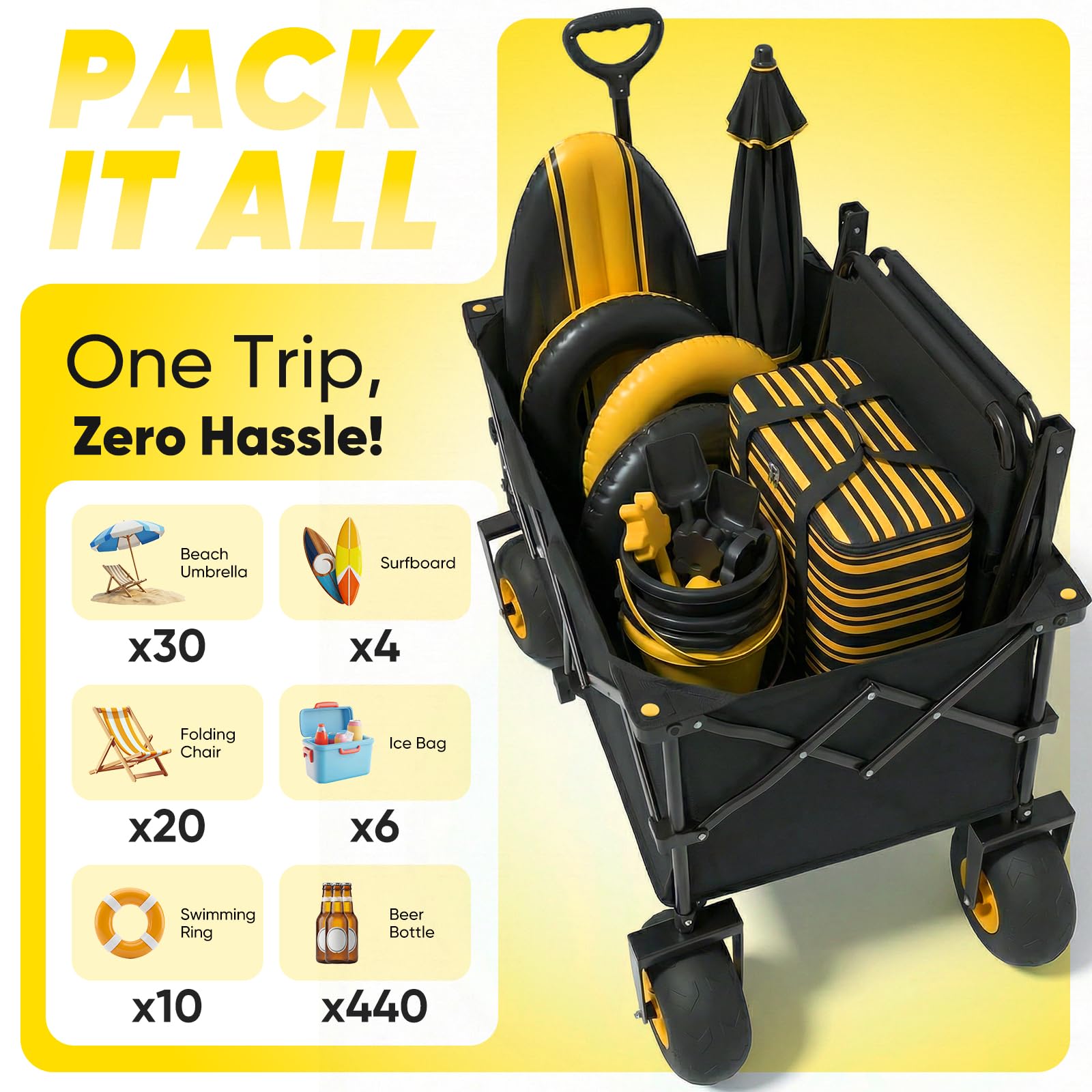 Heavy Duty Beach Wagon with 9" Big Sand