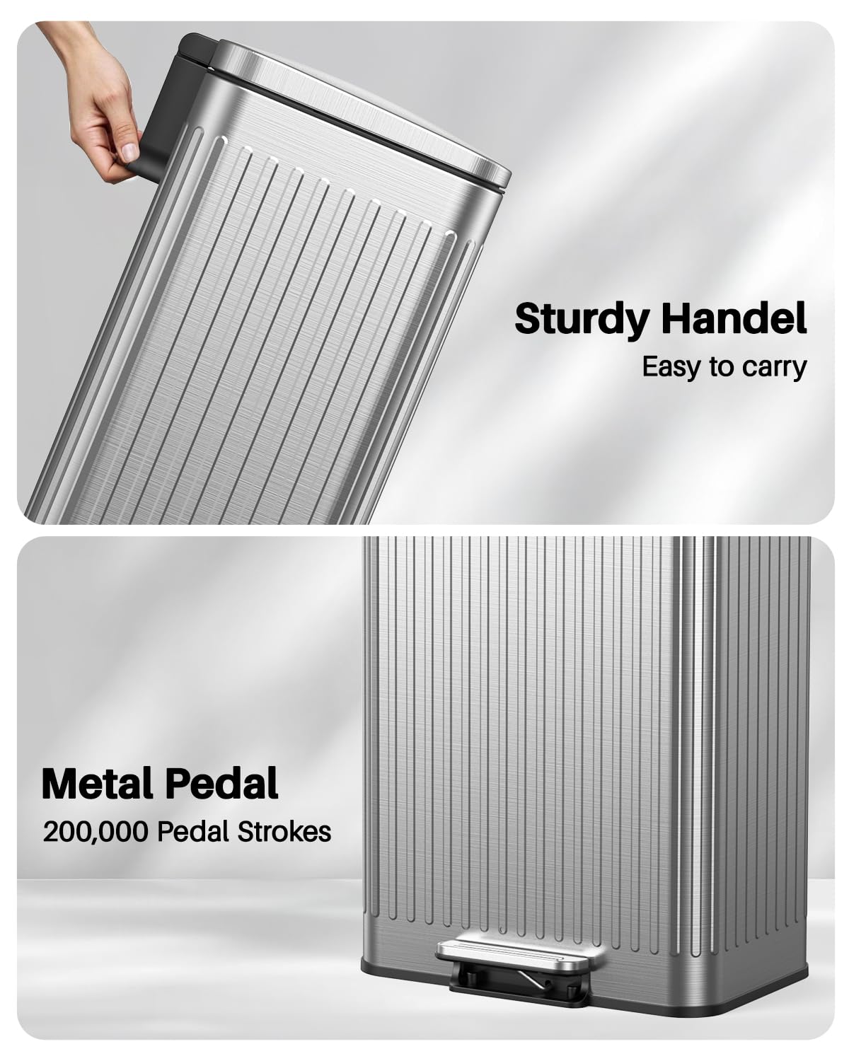 60 Liter 16 Gallon Stainless Steel Trash Can with Soft