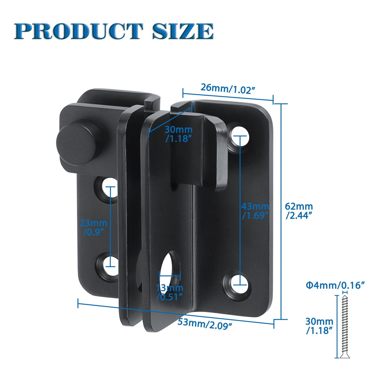 Flip Latch Gate Latches Slide Bolt Latch Safety Door Lock Catch for Barn Cabinet Pet Cage Wood Fence Bathroom Garage Window