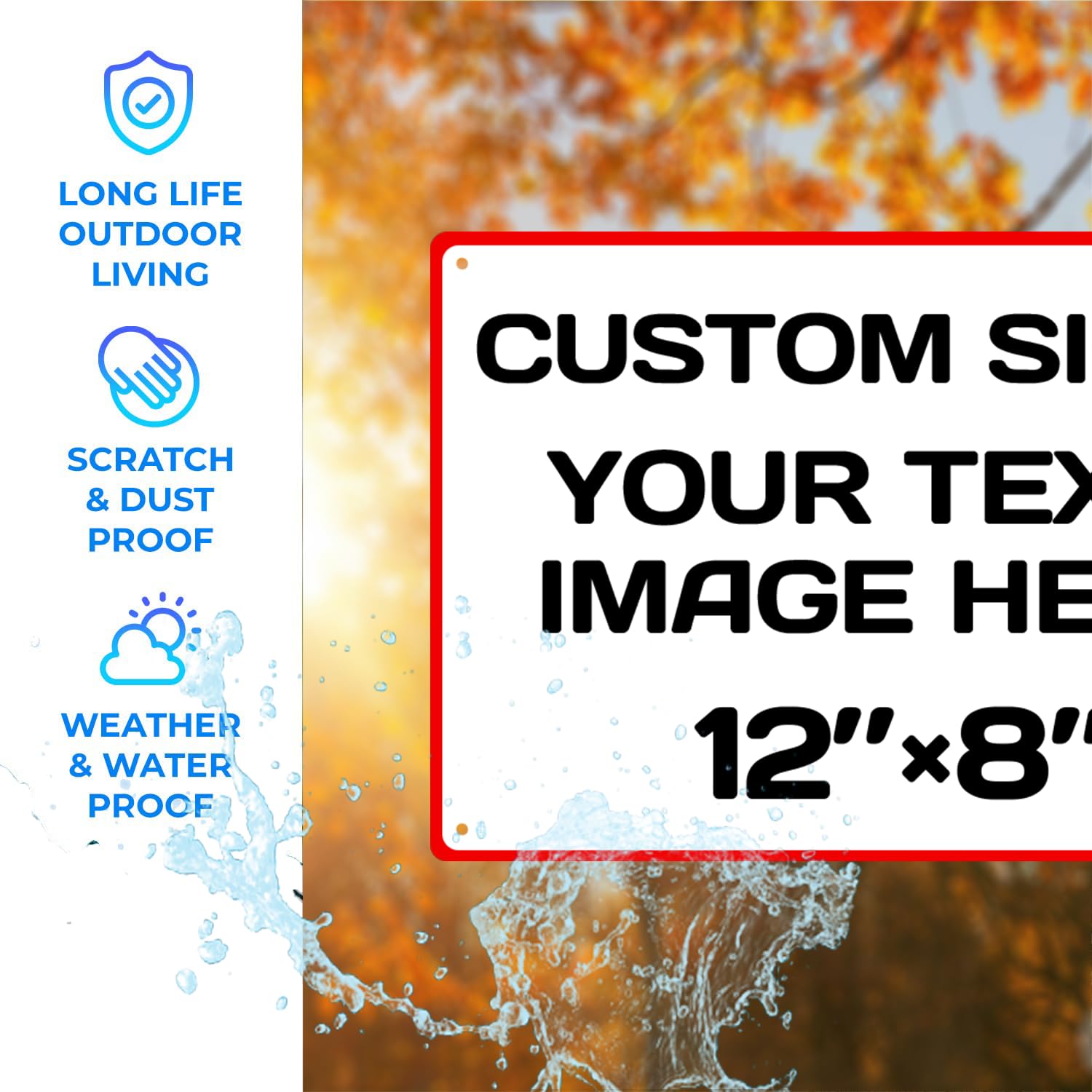 Aluminum Weatherproof Metal Sign Multiple Sizes Custom Personalized Text And picture Here