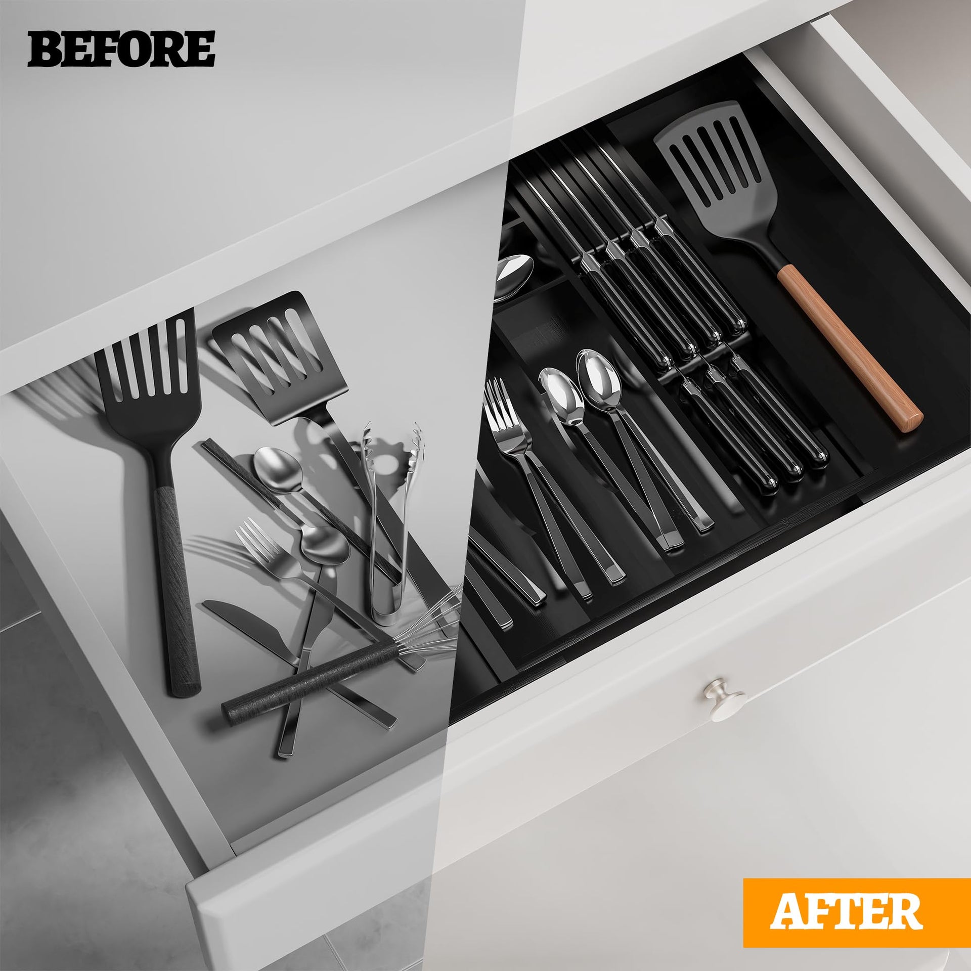 Bamboo Silverware Drawer Organizer