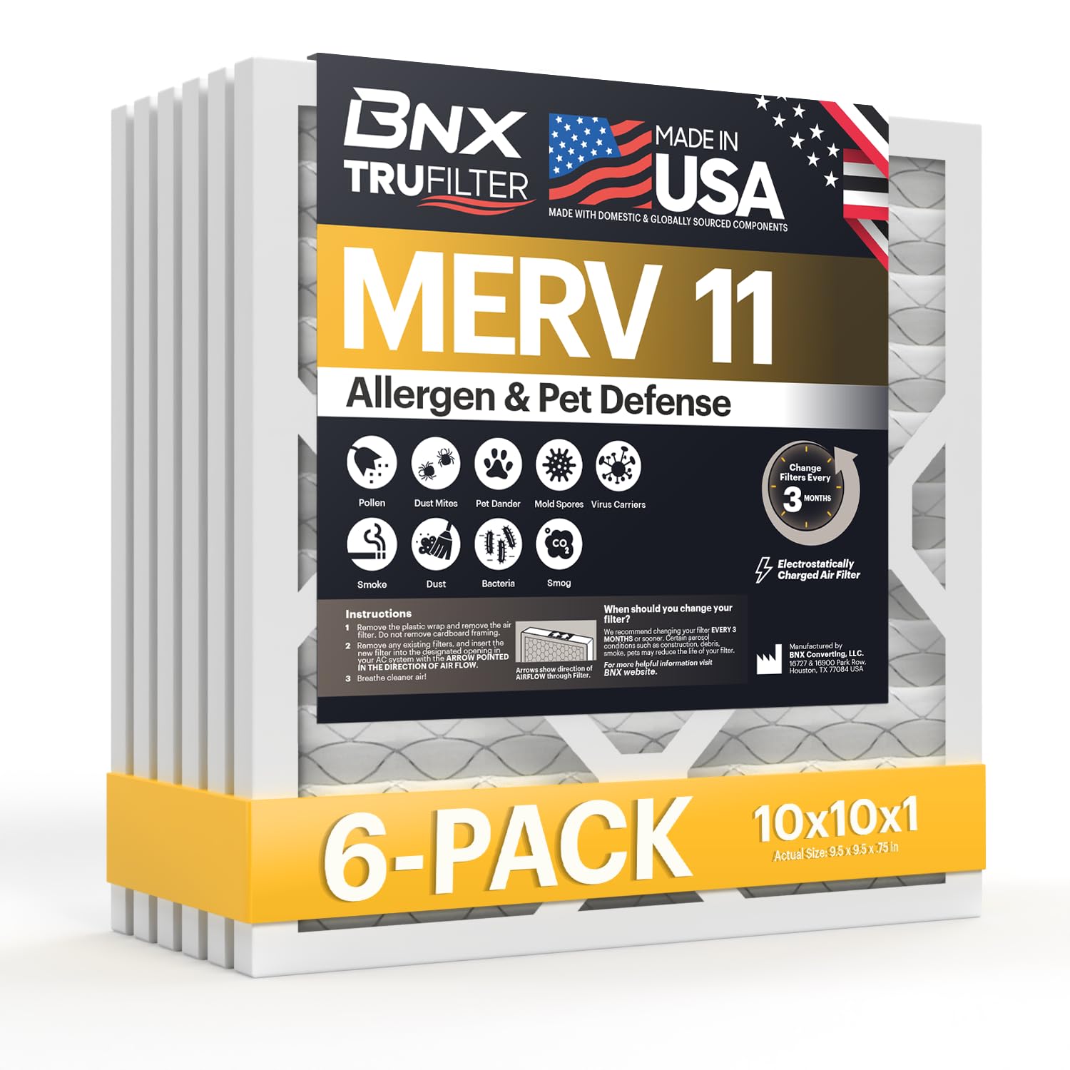 TruFilter 10x10x1 Air Filter MERV 11 (4 Count)