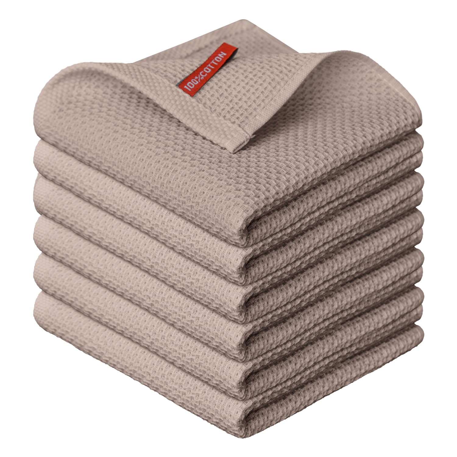 100% Cotton Brown Waffle Weave Kitchen Dish Cloths (6 Count)