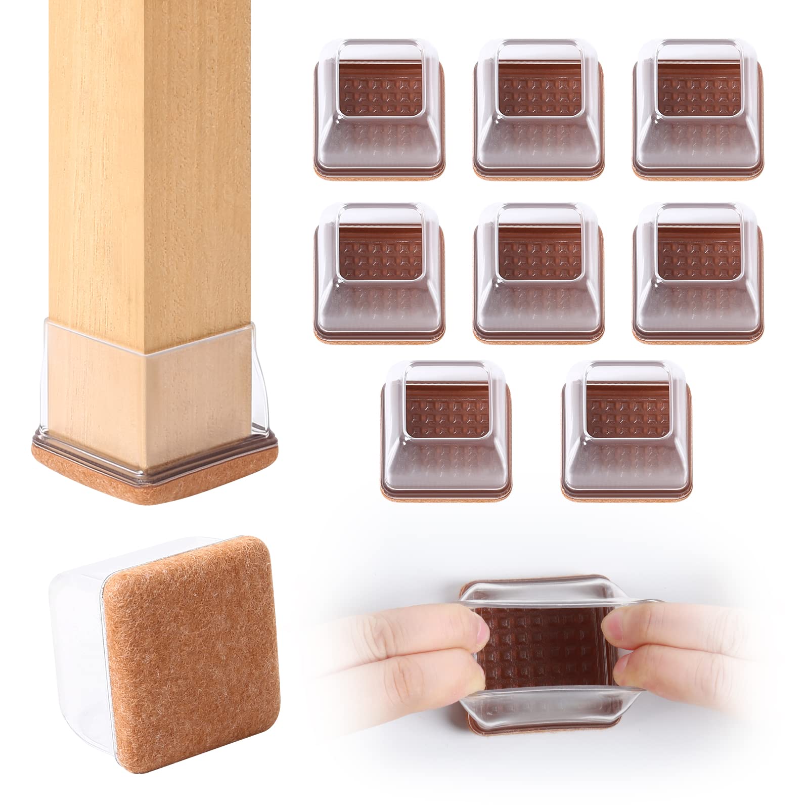 8 Pcs Extra Large Square Chair Leg Floor Protectors (8 Count)