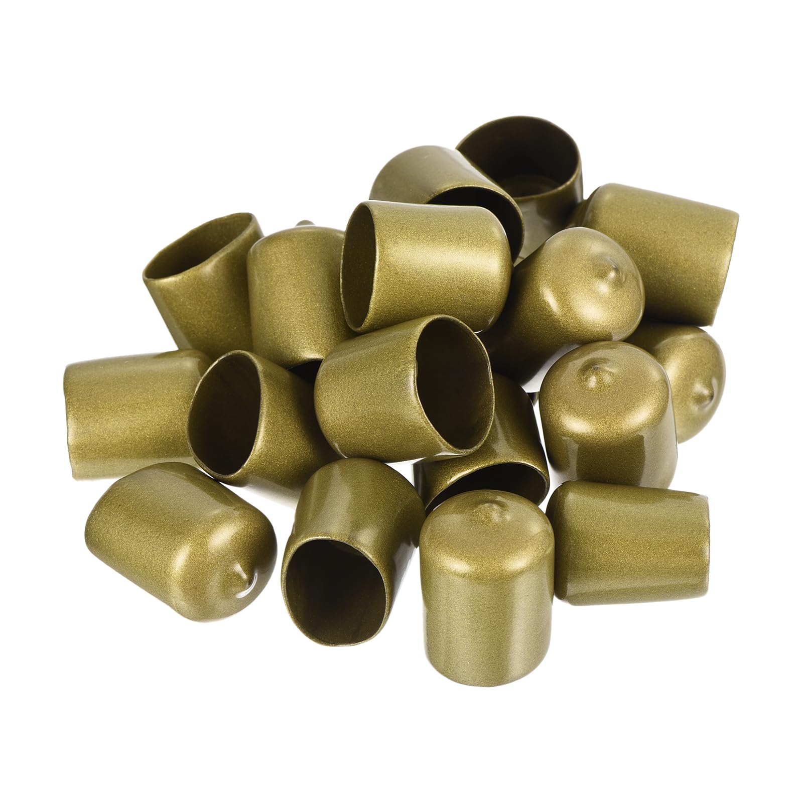 20pcs Rubber End Caps 21mm ID Vinyl Round Tube Bolt Cap Cover Thread Protectors Gold