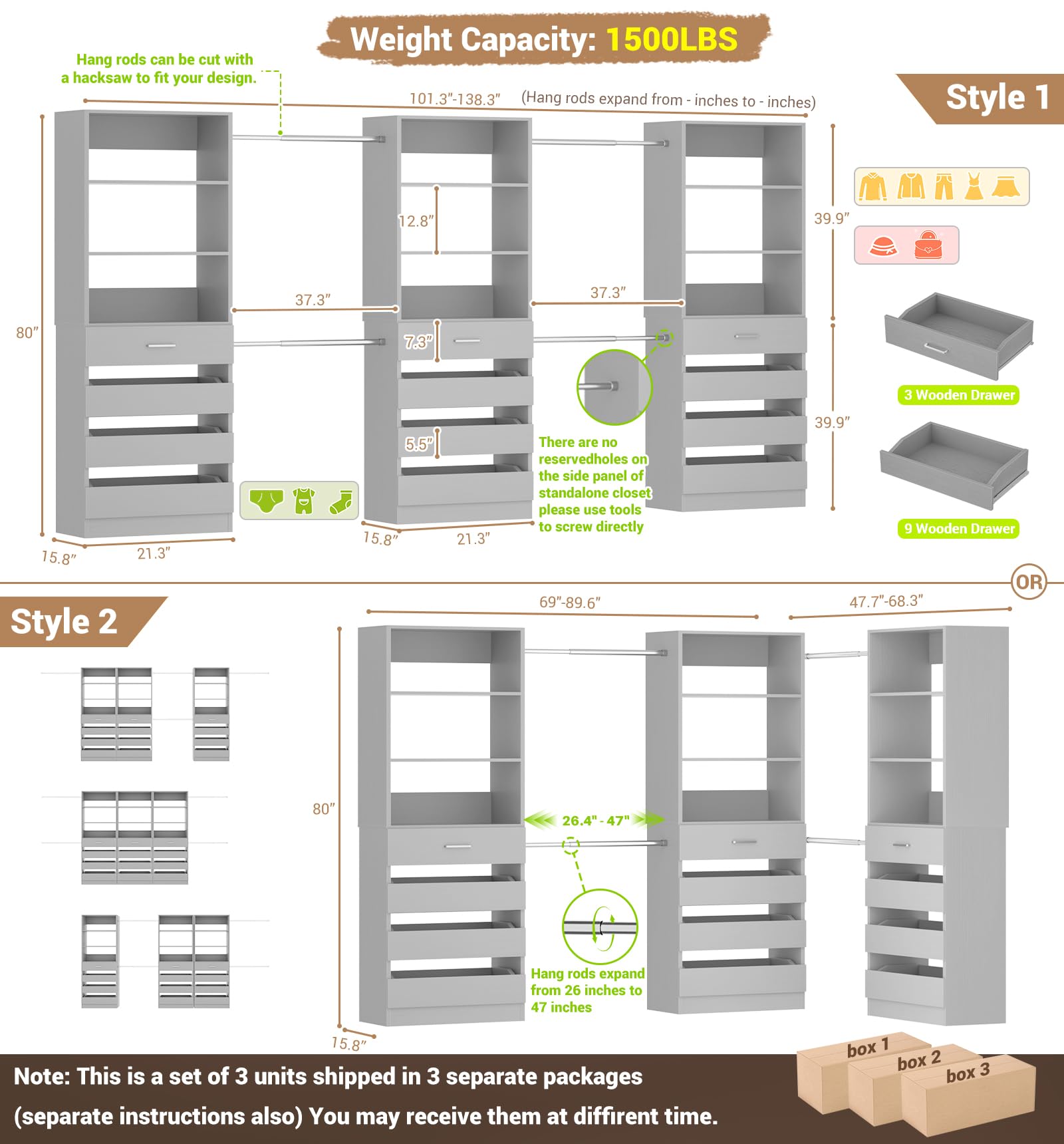Closet System with 12 Drawers