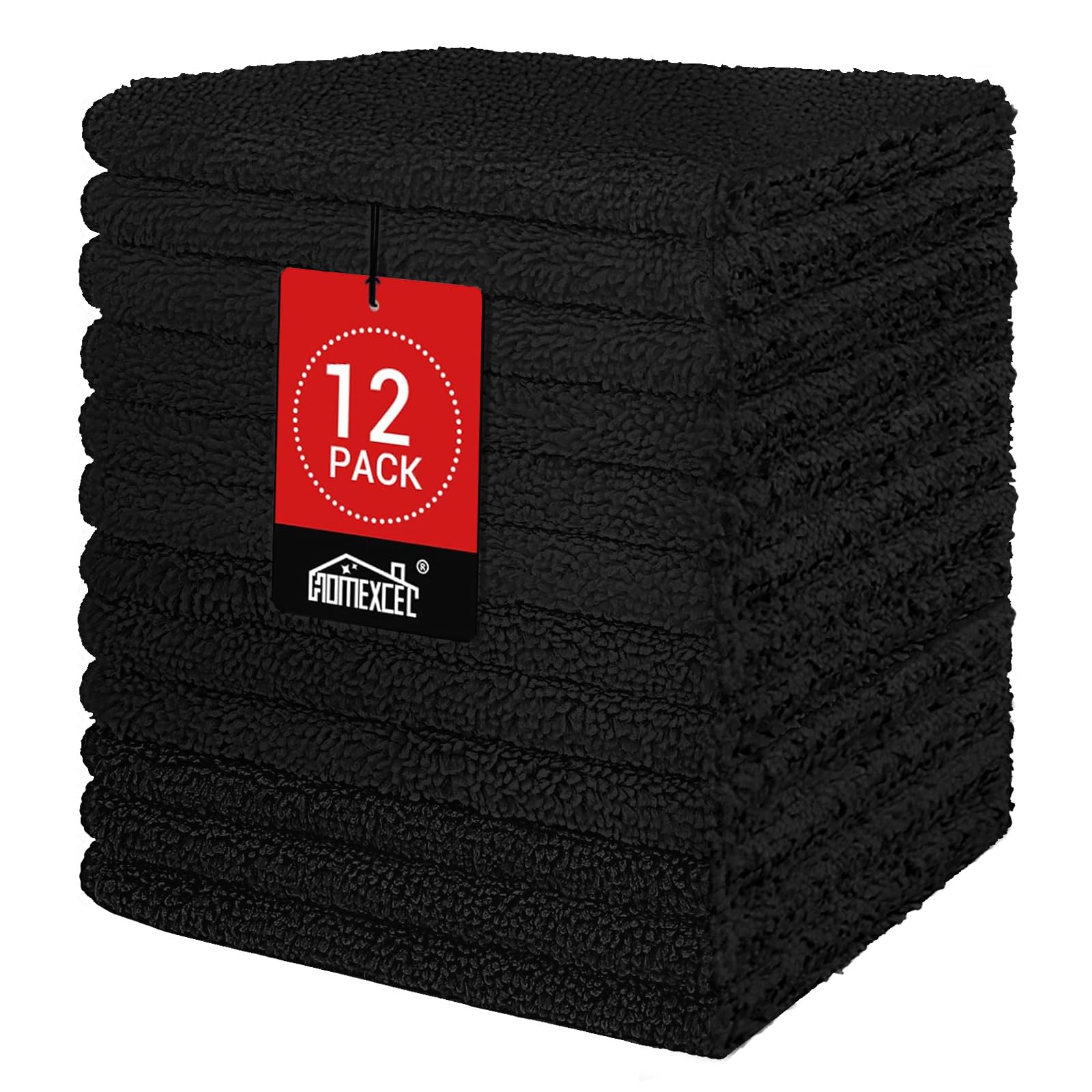 Black Washcloths 12 Pack (12 Count)