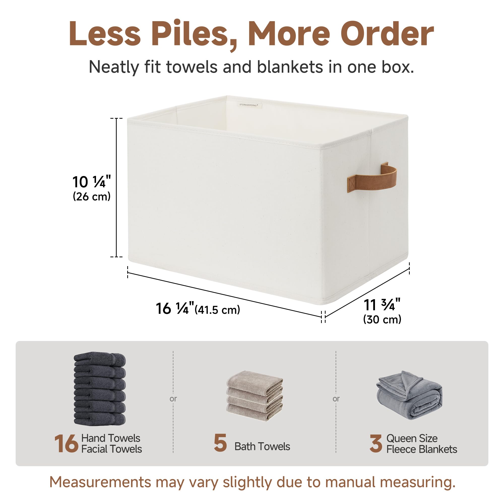 Closet Storage Bins with PU Handles (3 Count)