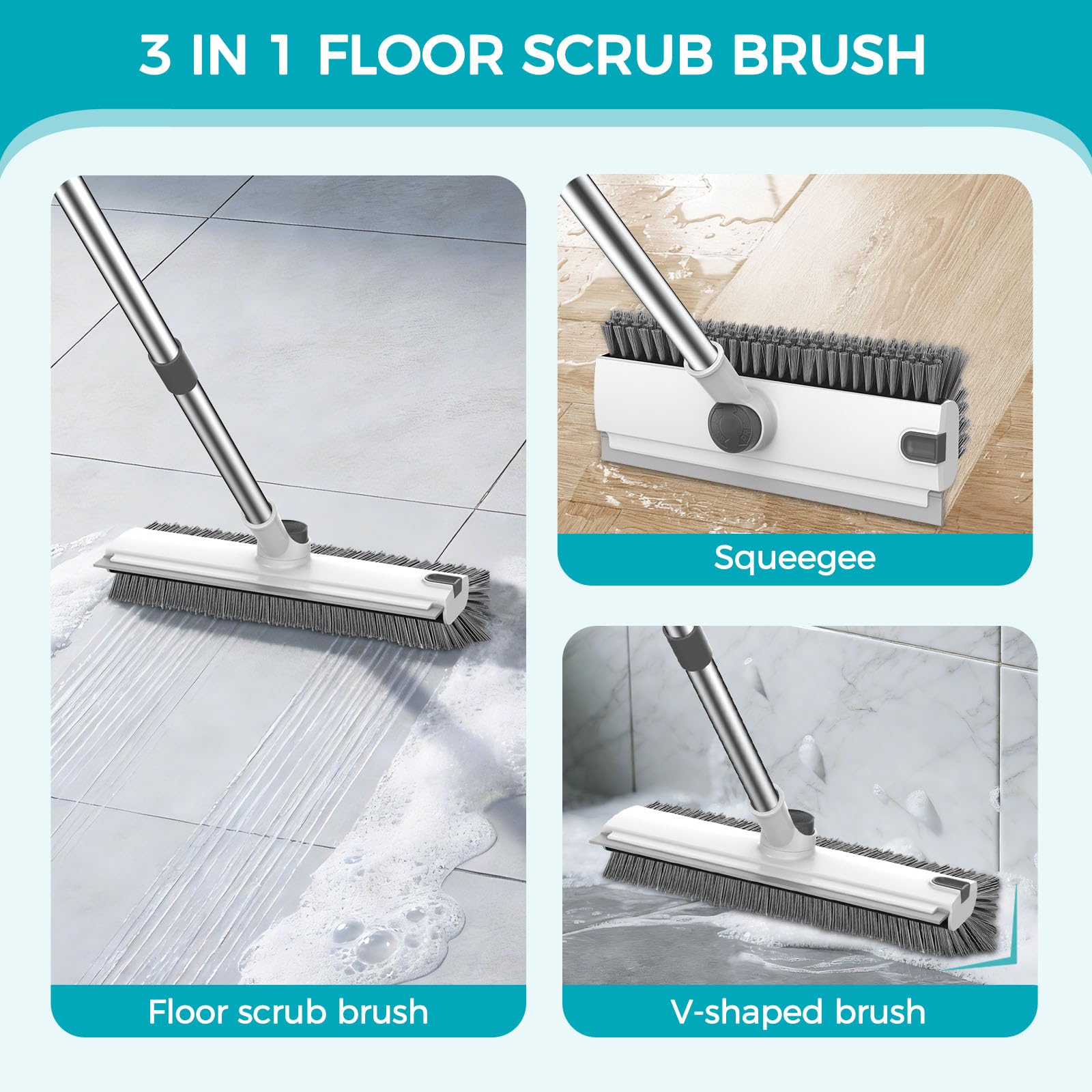 Floor Scrub Brush with 54in Adjustable Long Handle