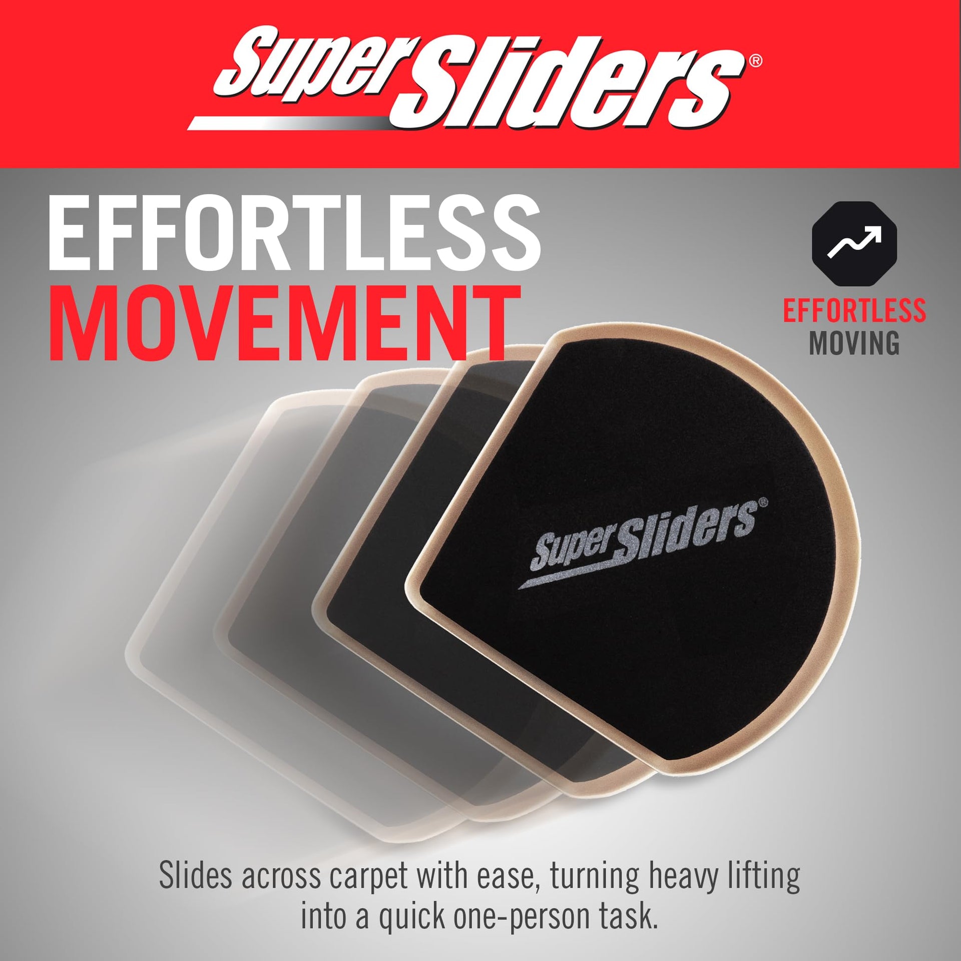 5" Slide & Hide Corner Reusable Furniture Sliders for Carpet (4 Count)
