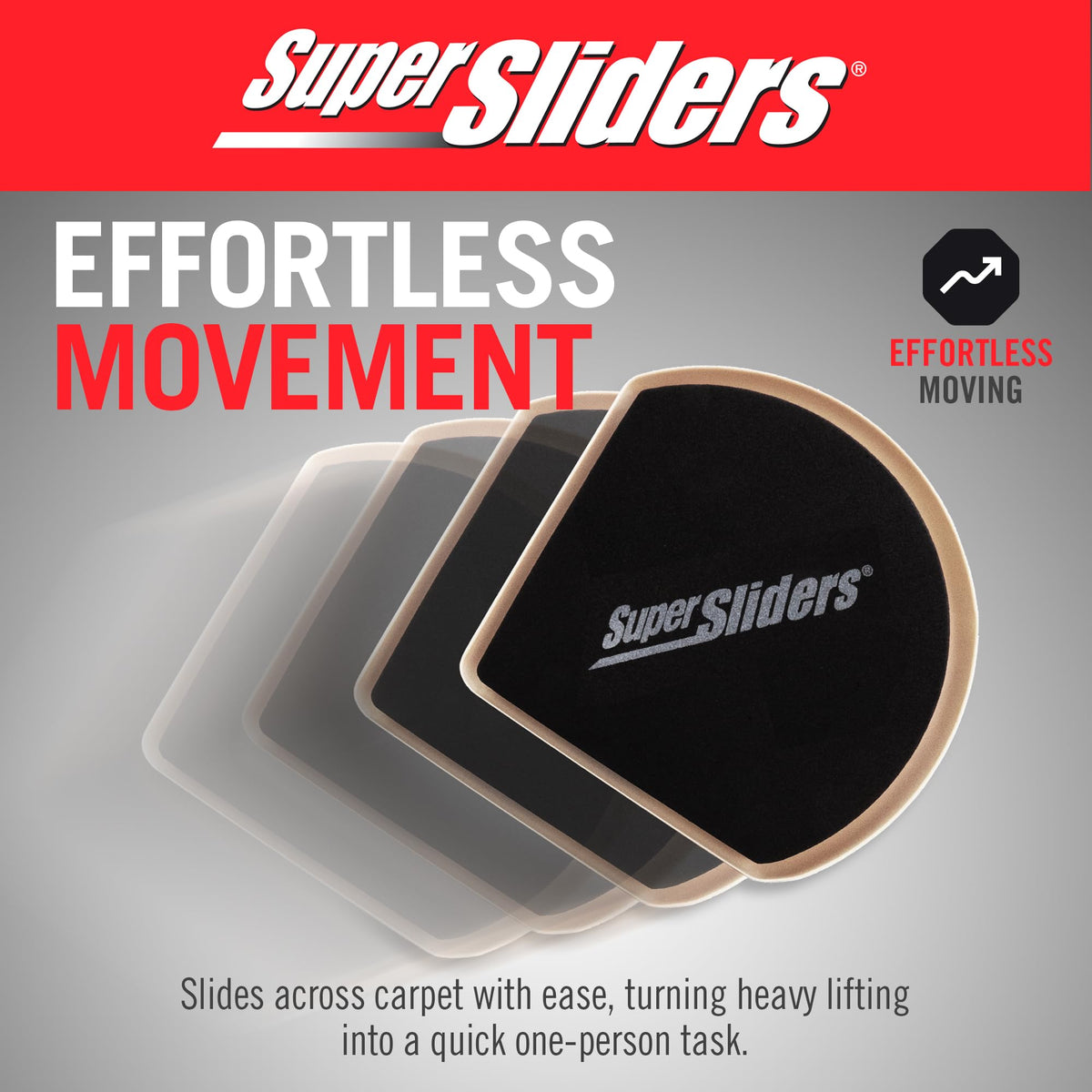 7" Slide & Hide Corner Reusable Furniture Sliders for Carpet (4 Count)