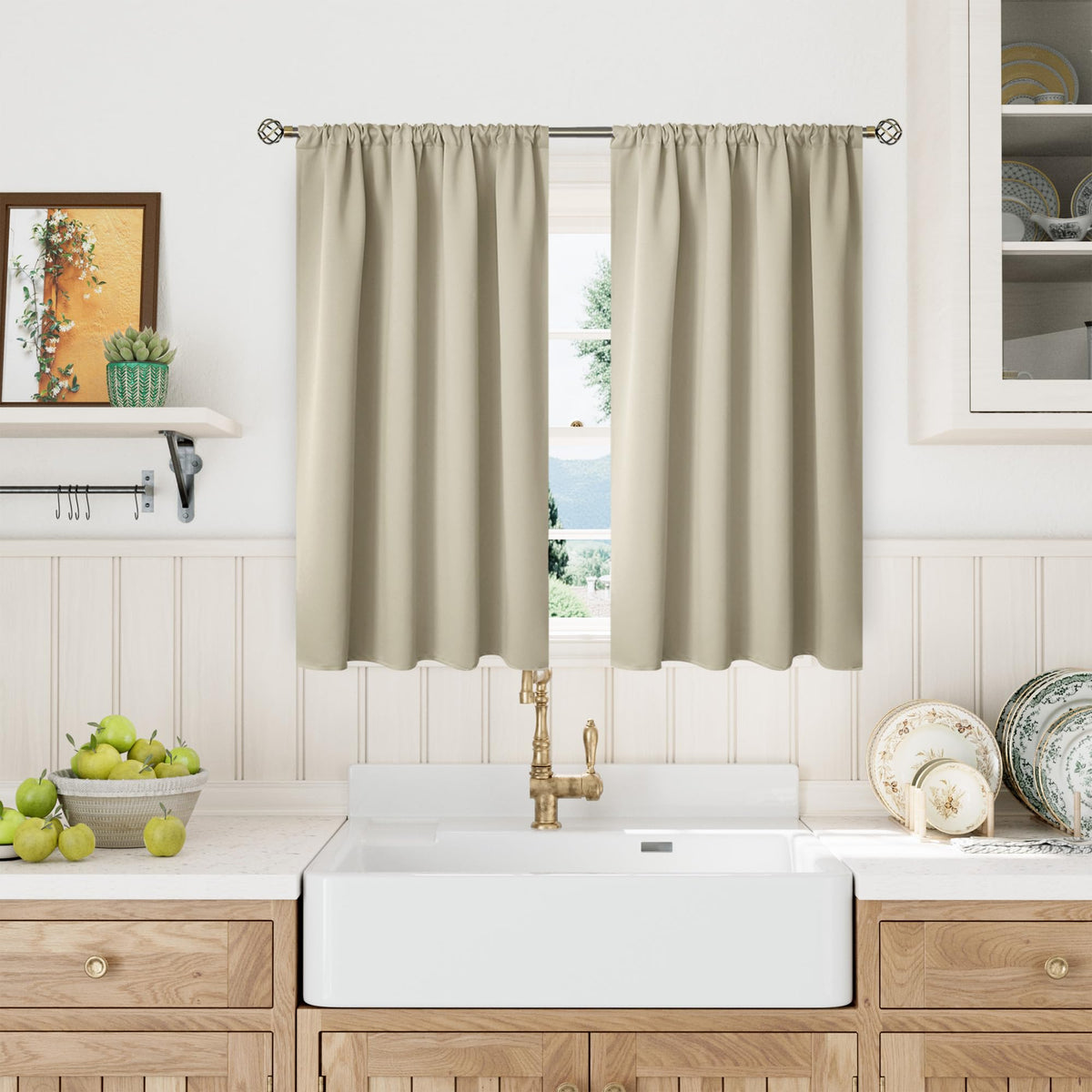 Short Blackout Curtains 40 Inch Length for Kitchen Bedroom Window (2 Count)
