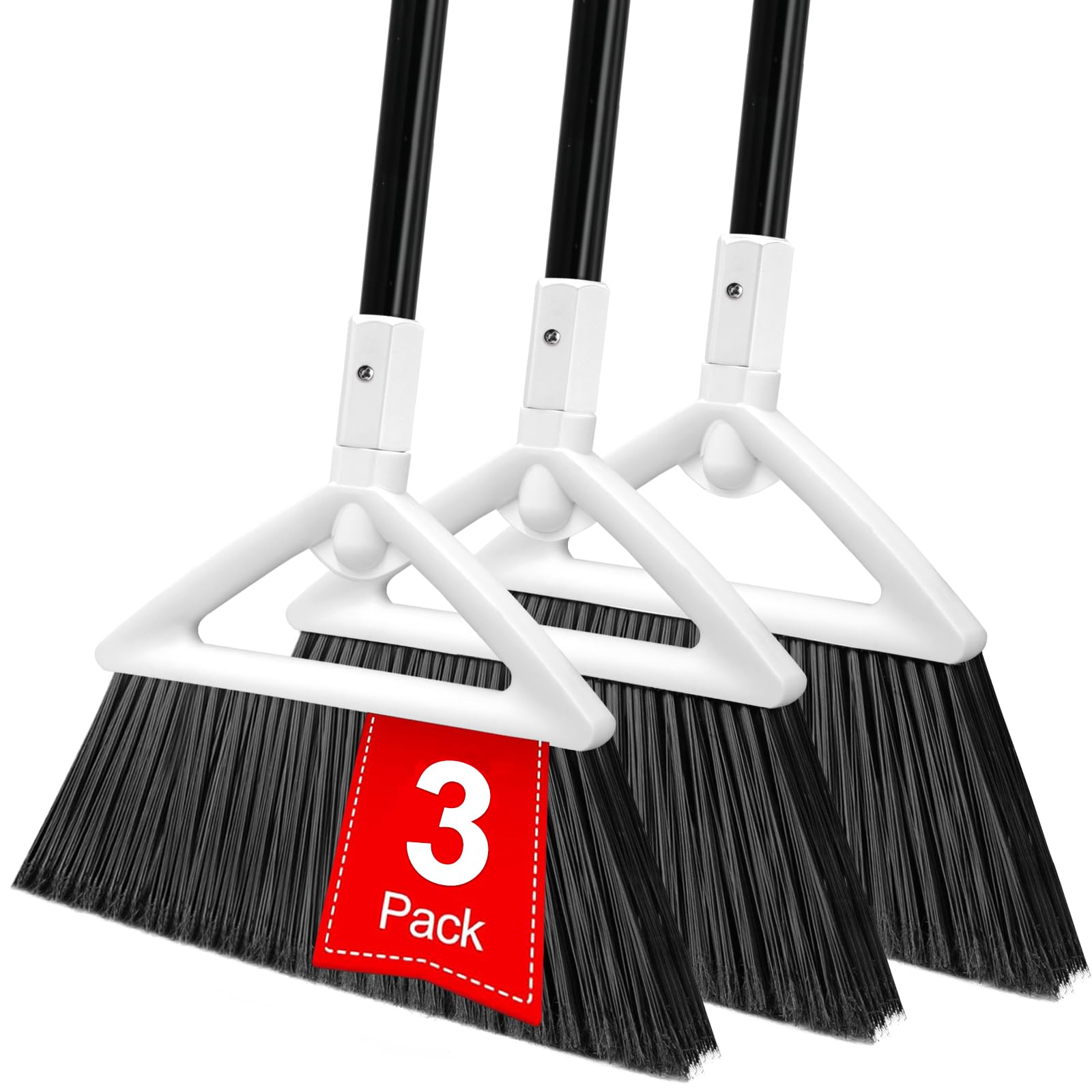 Heavy Duty White Angle Broom with Long Handle (3 Count)